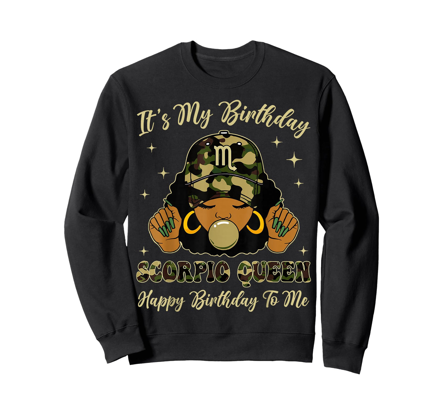 It's My Birthday Scorpio Black Woman with Cap Camo T-Shirt