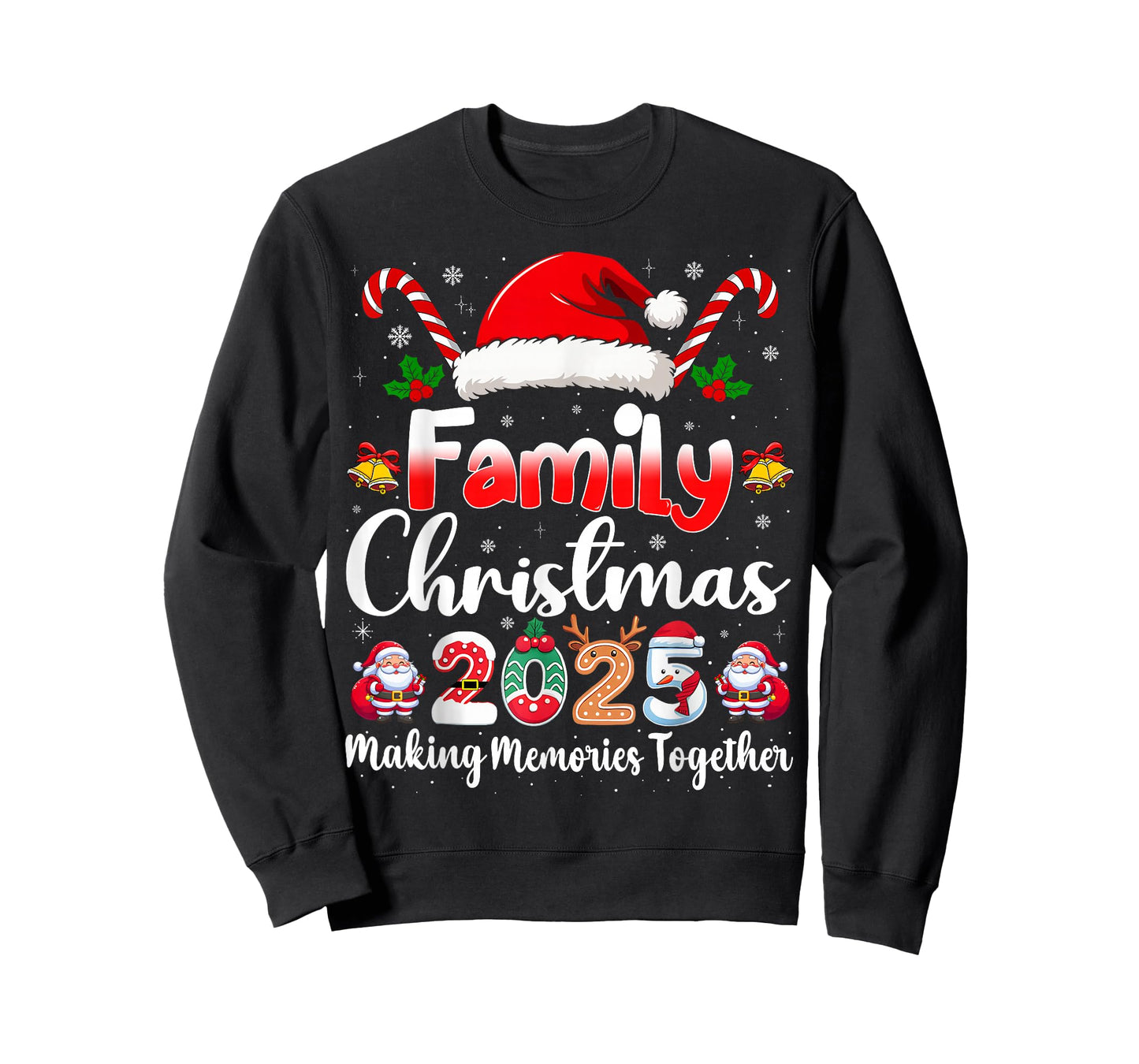 Family Crew Christmas Squad 2025 Funny Xmas Matching Pajamas T-Shirt