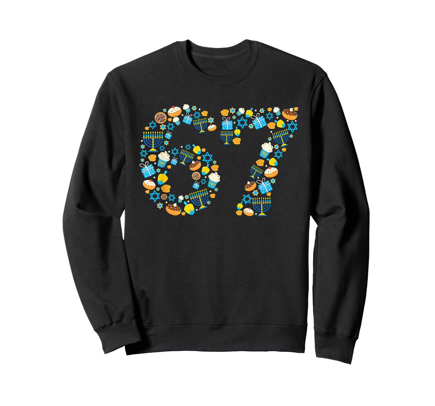 Hanukkah Menorah Dreidel 67 Festive Chanukah Six Seven Meme T-Shirt