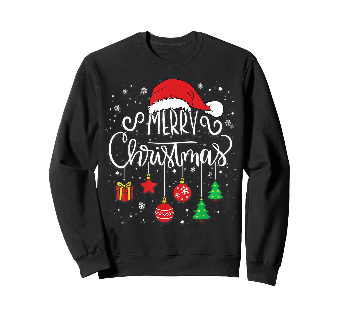 Merry Christmas Santa Hat Lights Funny Xmas Family Matching T-Shirt