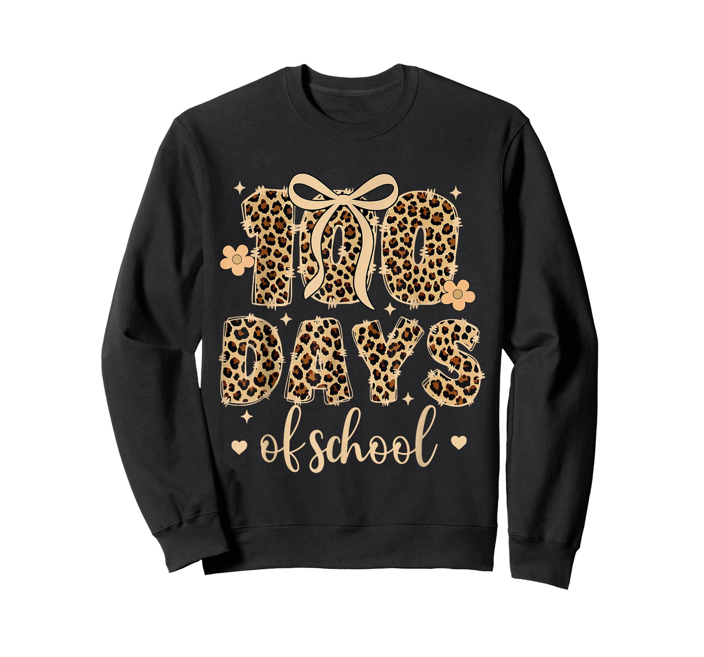 Funny Teacher 100 Days of School Leopard Pencil Coquette Bow T-Shirt
