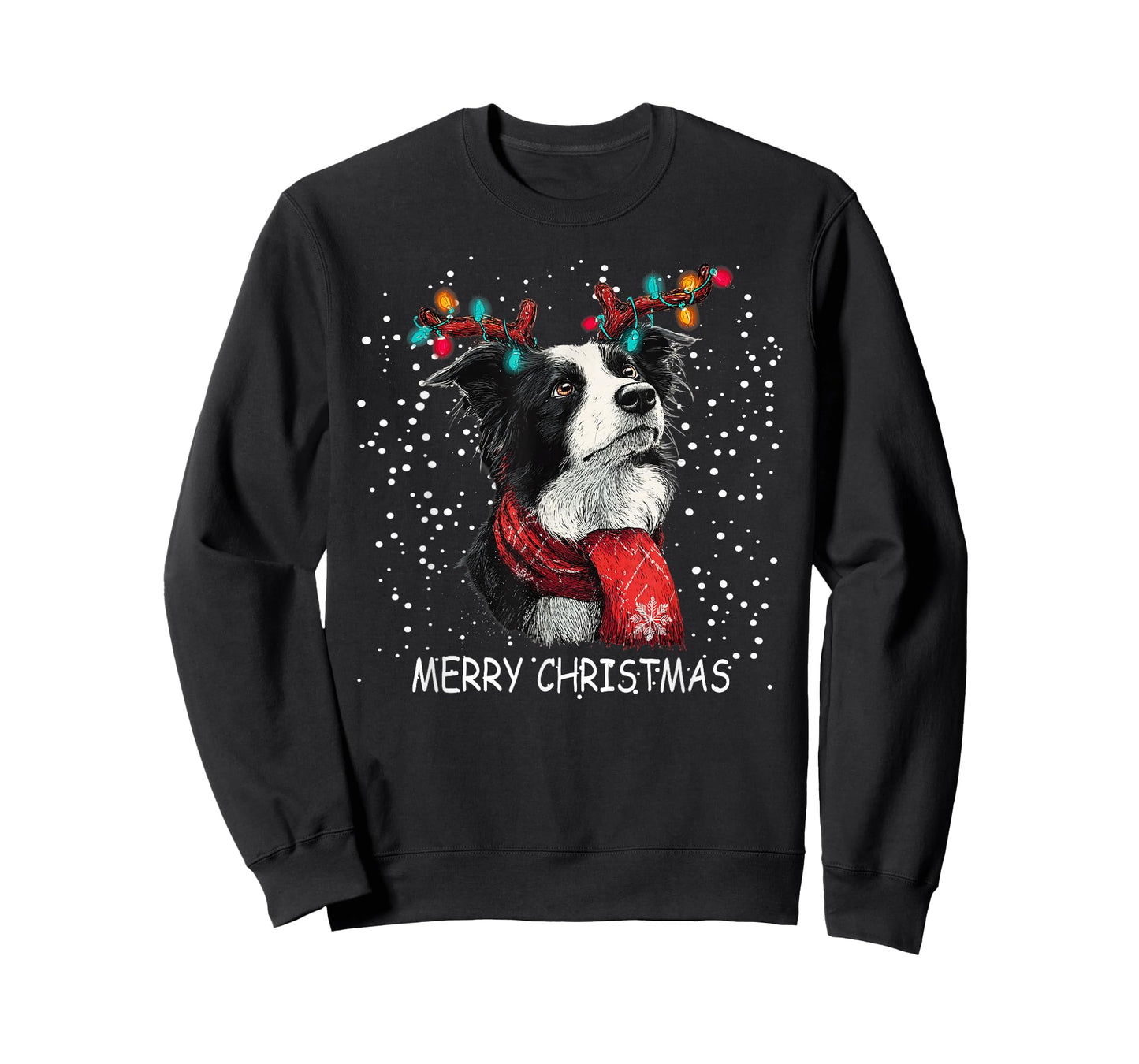 Womens Border Collie Dog Xmas Santa Hat Scarf Christma T-Shirt