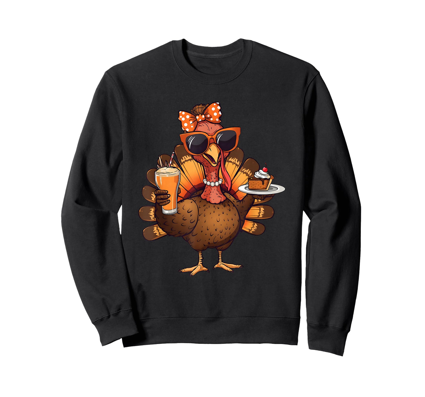 Turkey Drinking Coffee Thanksgiving Womens Girls Turkey Day T-Shirt