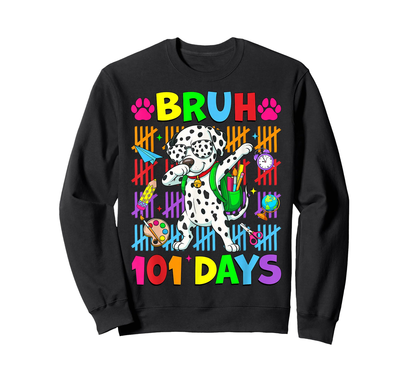 Bruh 100 Days of School Dalmatian Dog Dabbing 100th Day Kids T-Shirt