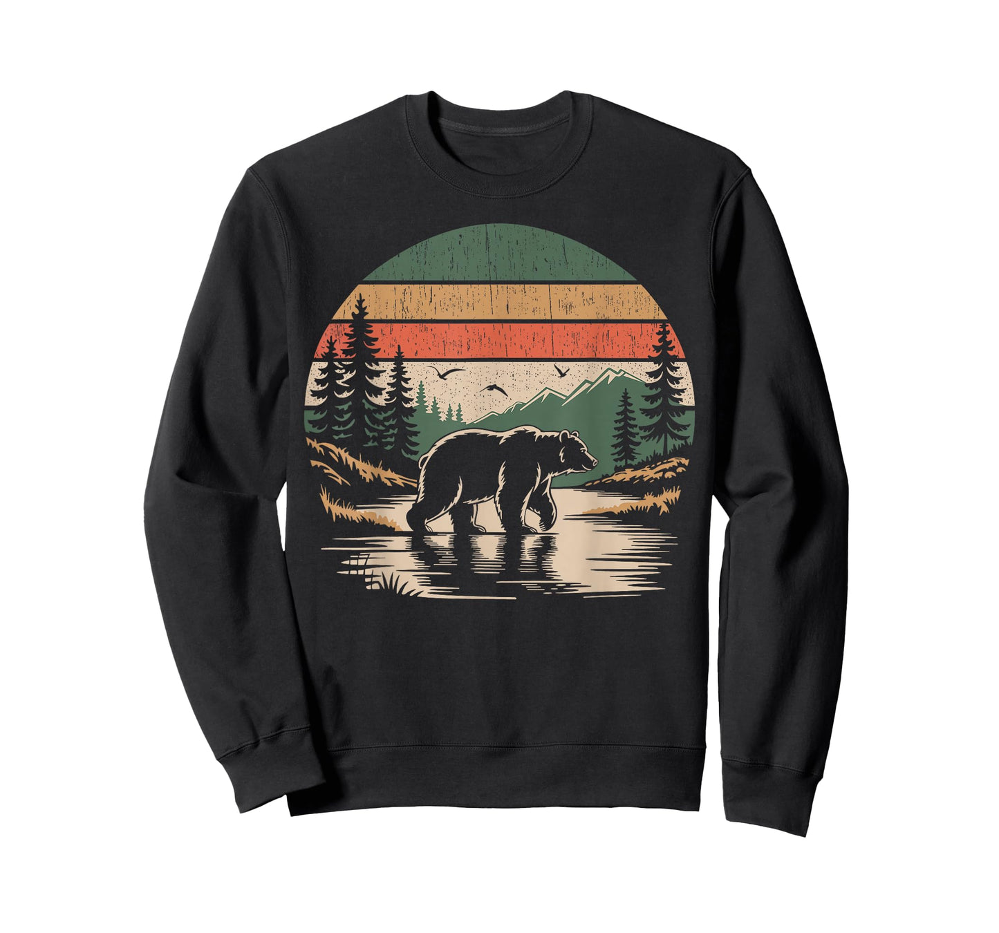 Retro Wilderness Bear Trees Wildlife Nature Vintage Forest T-Shirt