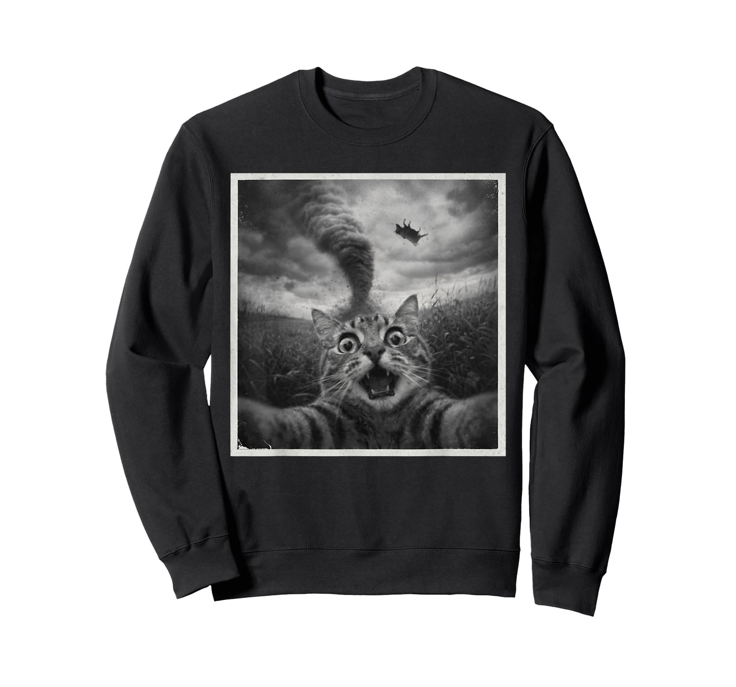 Cat Selfie with Disaster Tornado Sarcasm Funny Humor Meme T-Shirt
