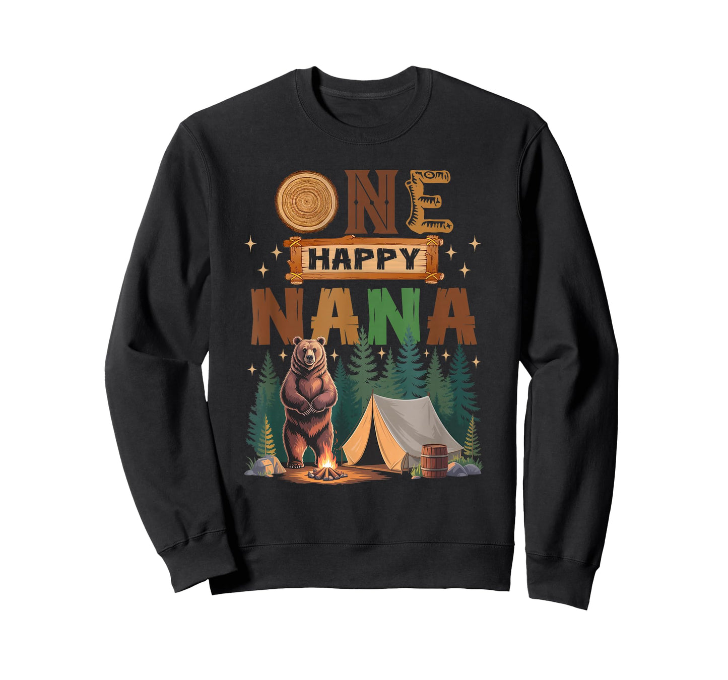 One Happy Nana Camper 1St Birthday Camping Bear T-Shirt