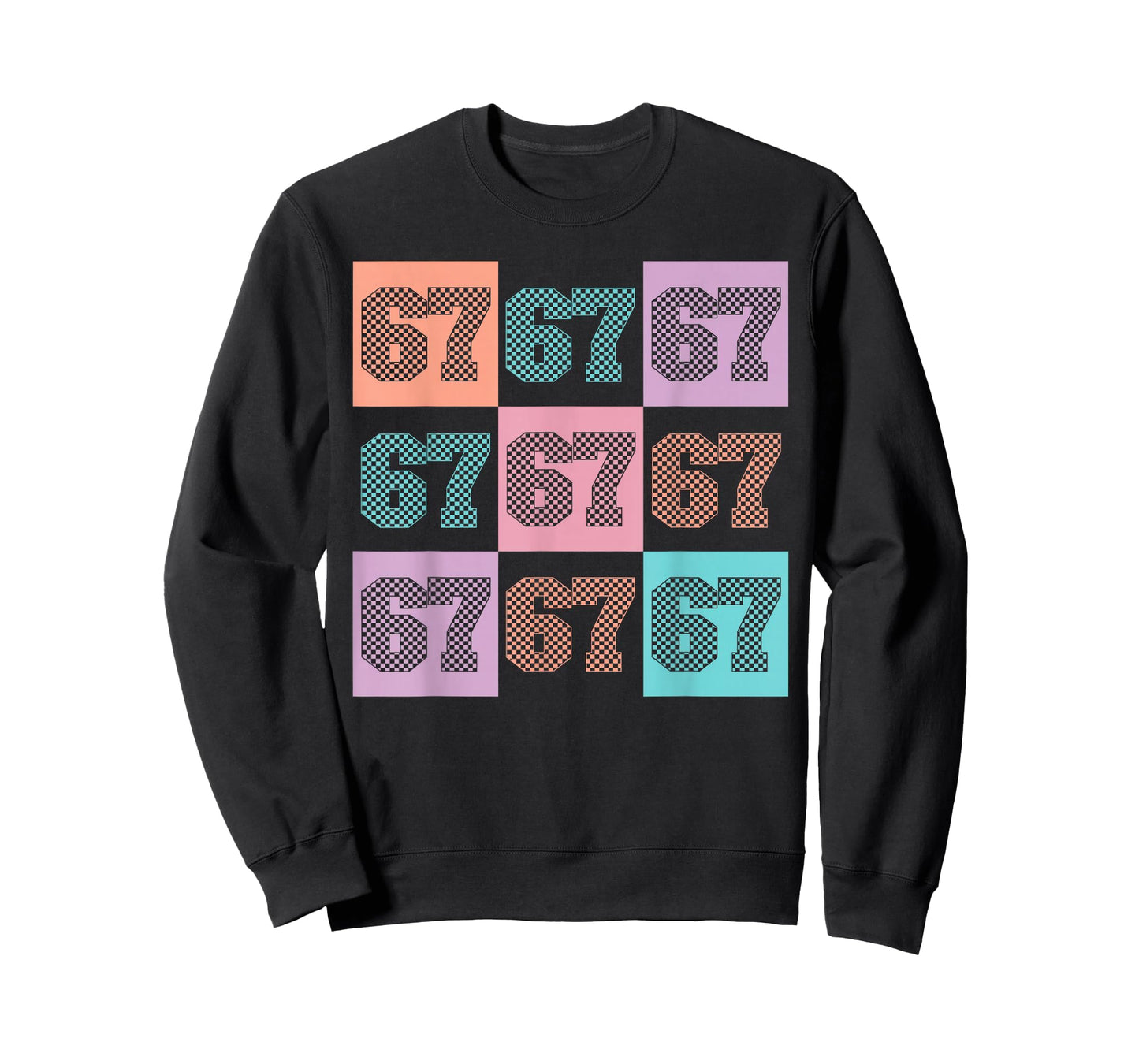 Six Seven Meme Funny 67 Checkered Teacher Kids Girls Boys T-Shirt