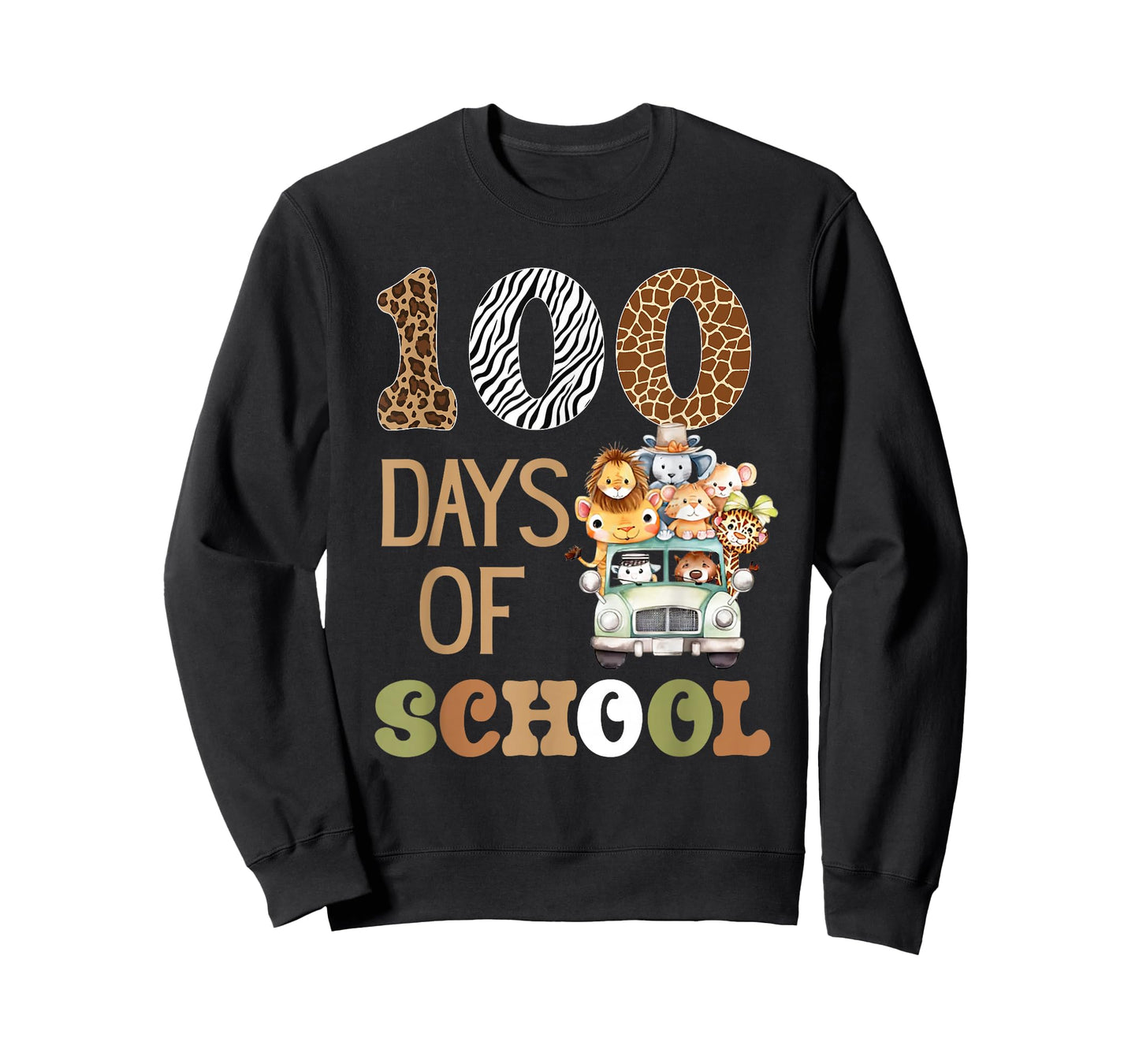 Wild 100 Days of School Zoo Safari Animals Happy 100th Day T-Shirt
