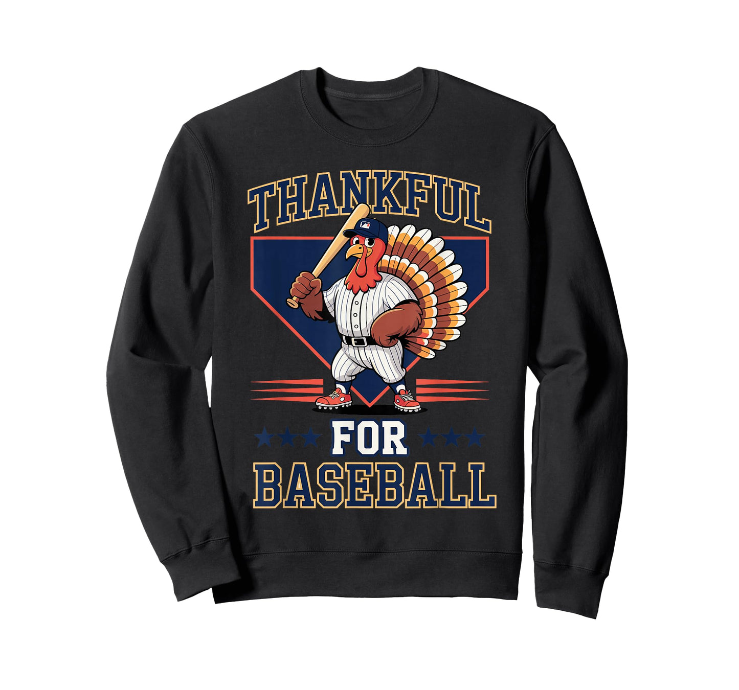 Thankful for Baseball Turkey Thanksgiving Holiday T-Shirt