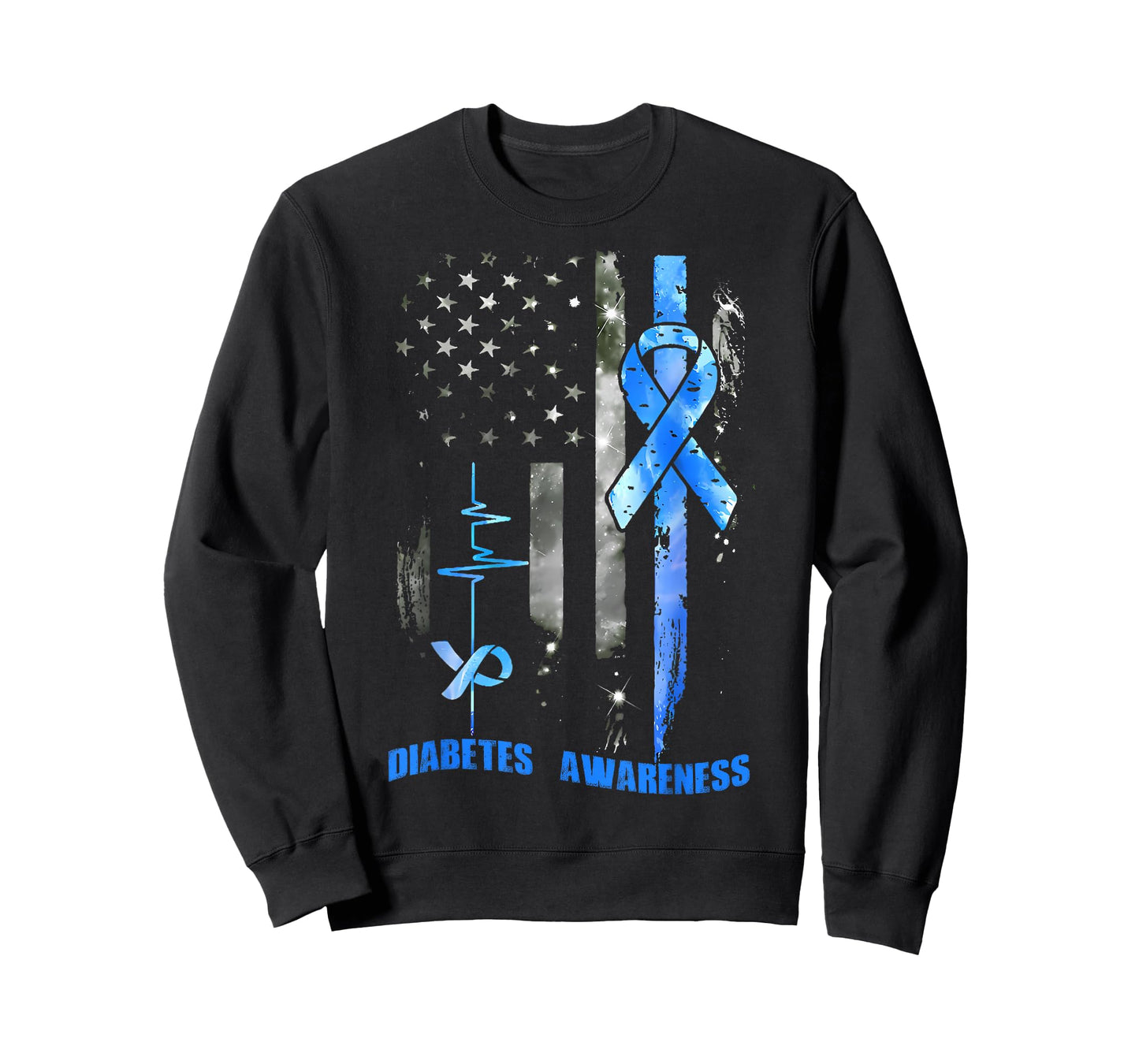 Diabetic Type 1 T1D Diabetes Awareness USA Flag Blue Women T-Shirt