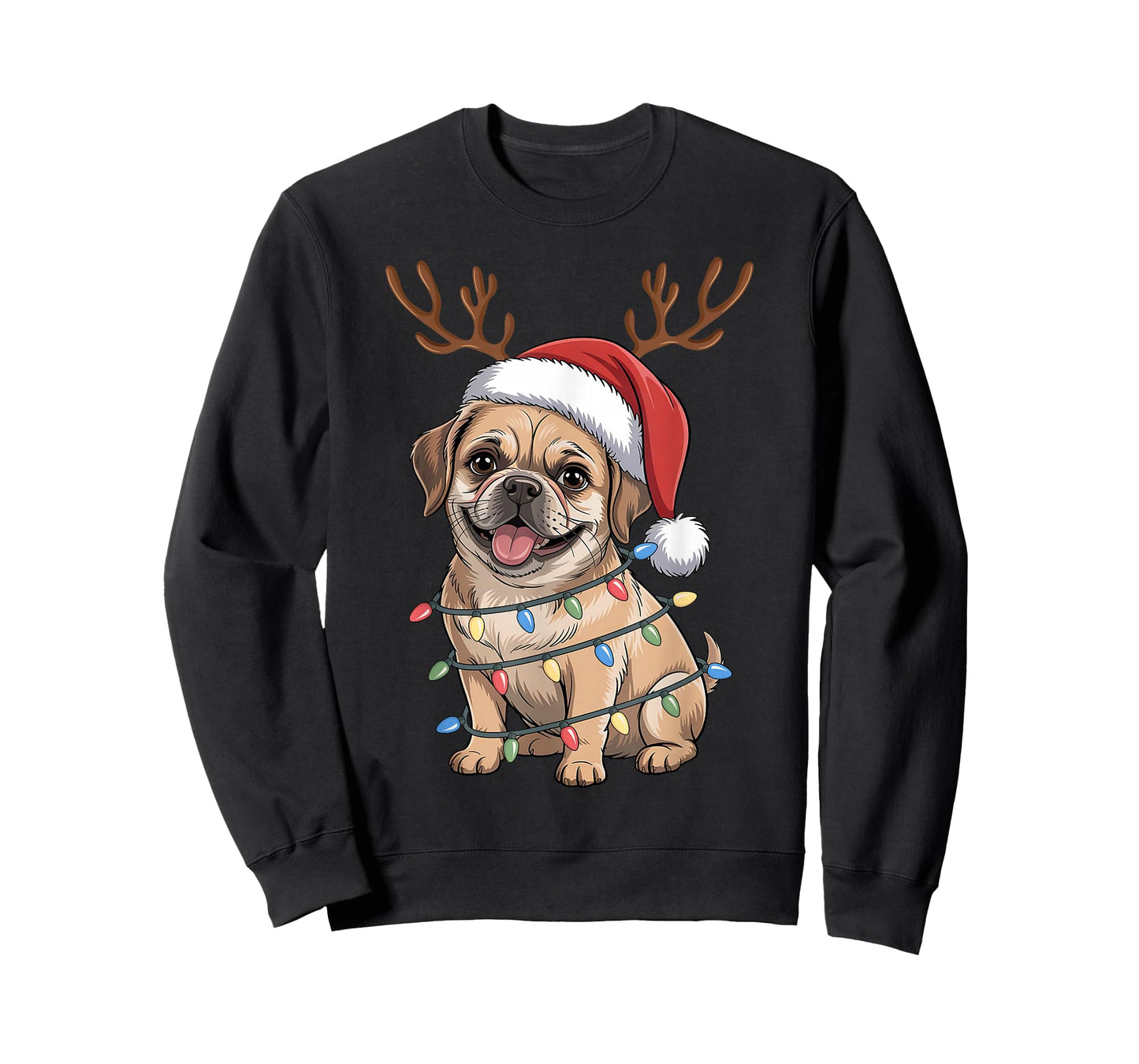 Puggle Dog Christmas Lights Santa Reindeer Xmas Dogs T-Shirt