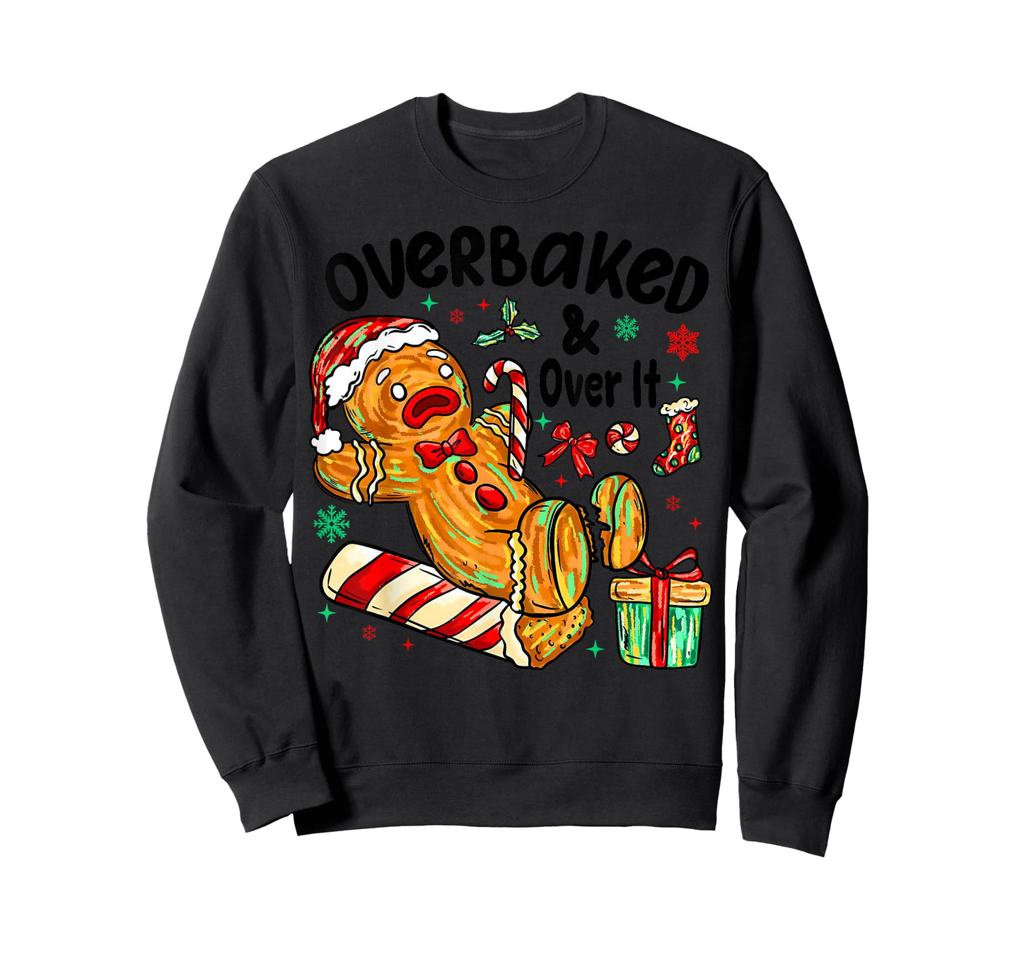 Retro Xmas Overbaked and Over It Funny Christmas Gingerbread T-Shirt
