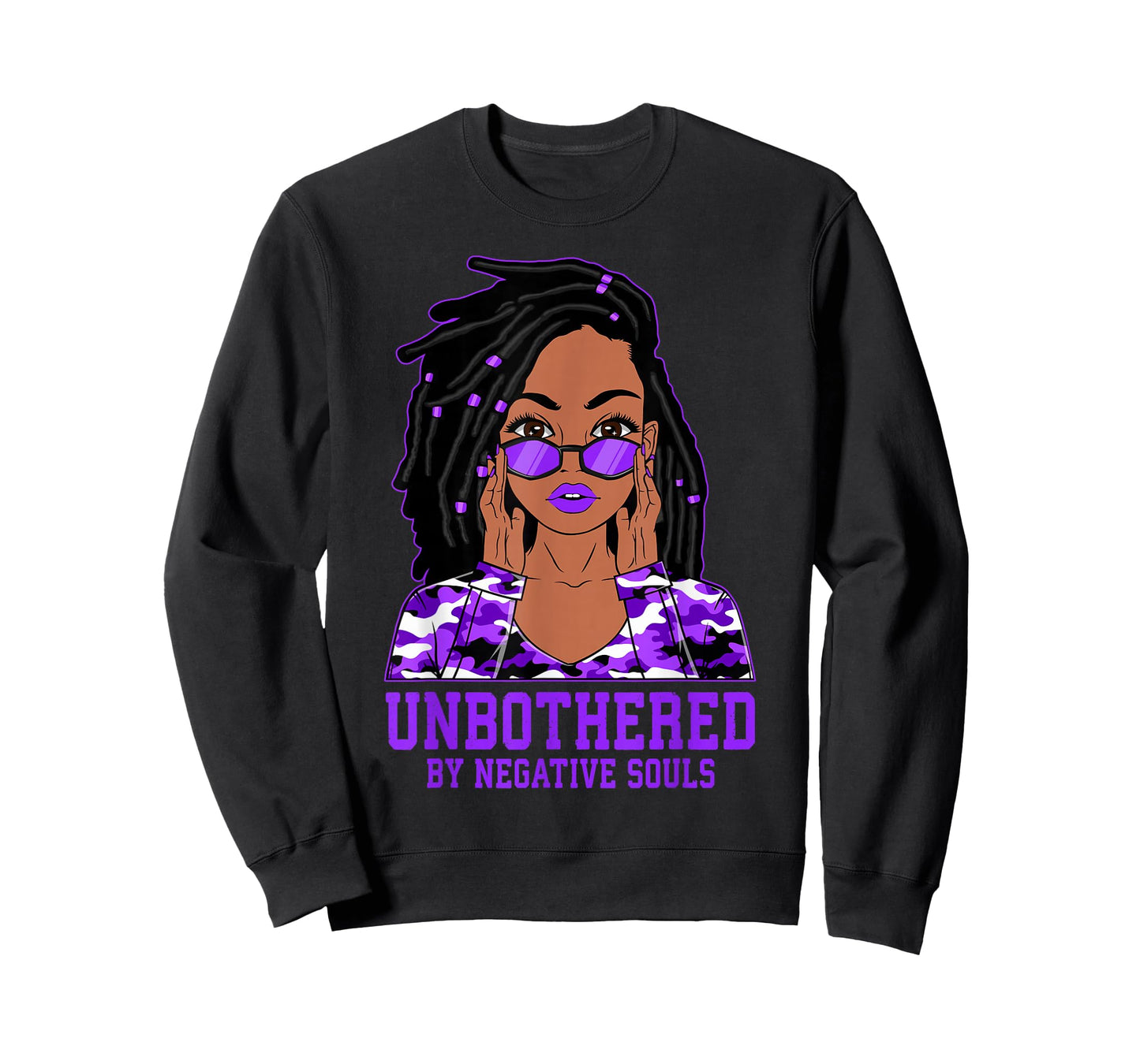 Unbothered Dreadlocks Loc'd Hair Black Woman Girl Camo T-Shirt