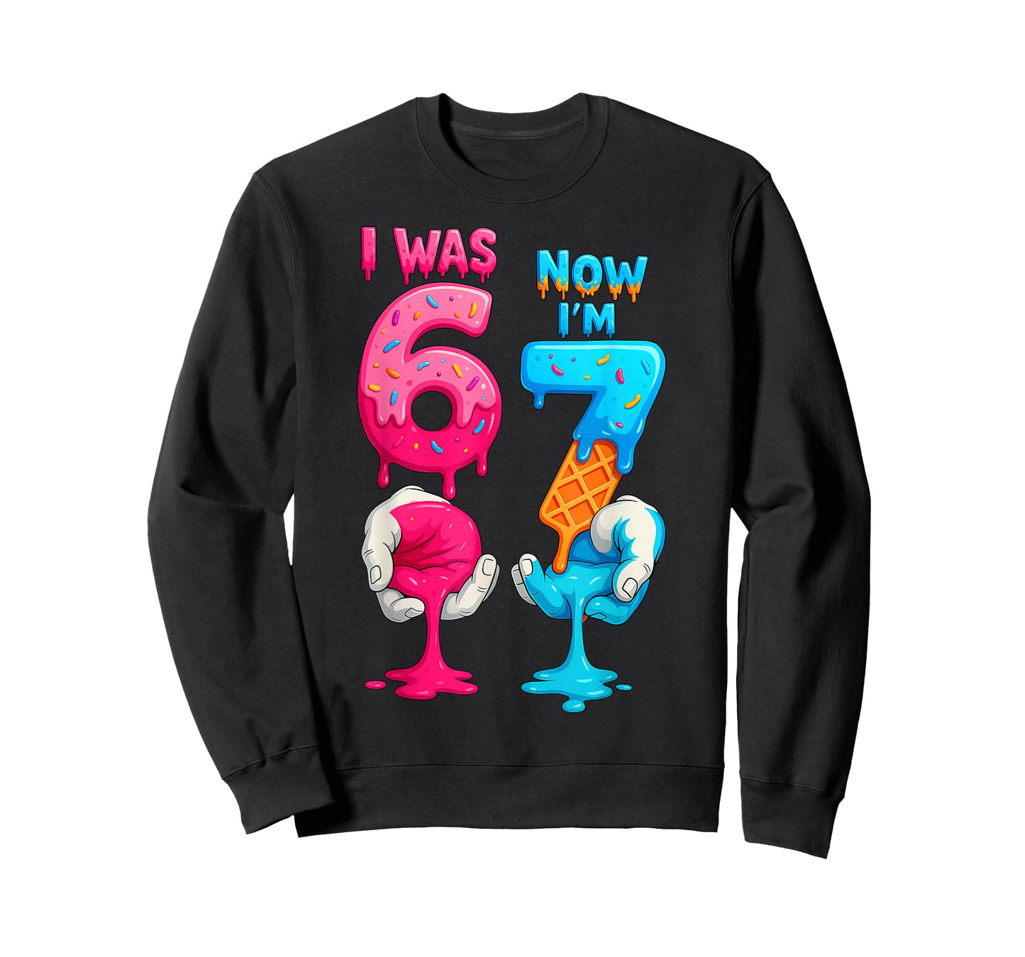HUGvyn I was 6 Now I'm 7 Year Old Birthday Six Seven 67 Kids T-Shirt