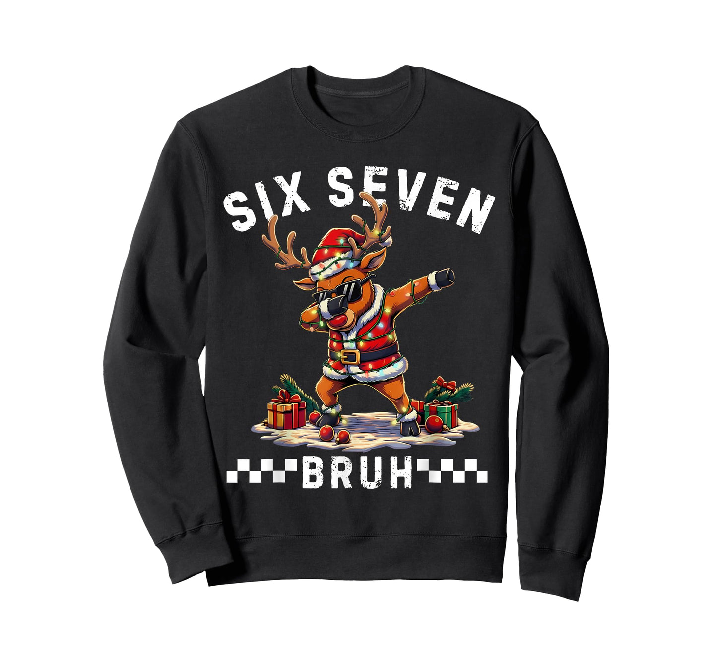 Funny 67 Christmas Six Seven Meme Dabbing Reindeer Boys T-Shirt