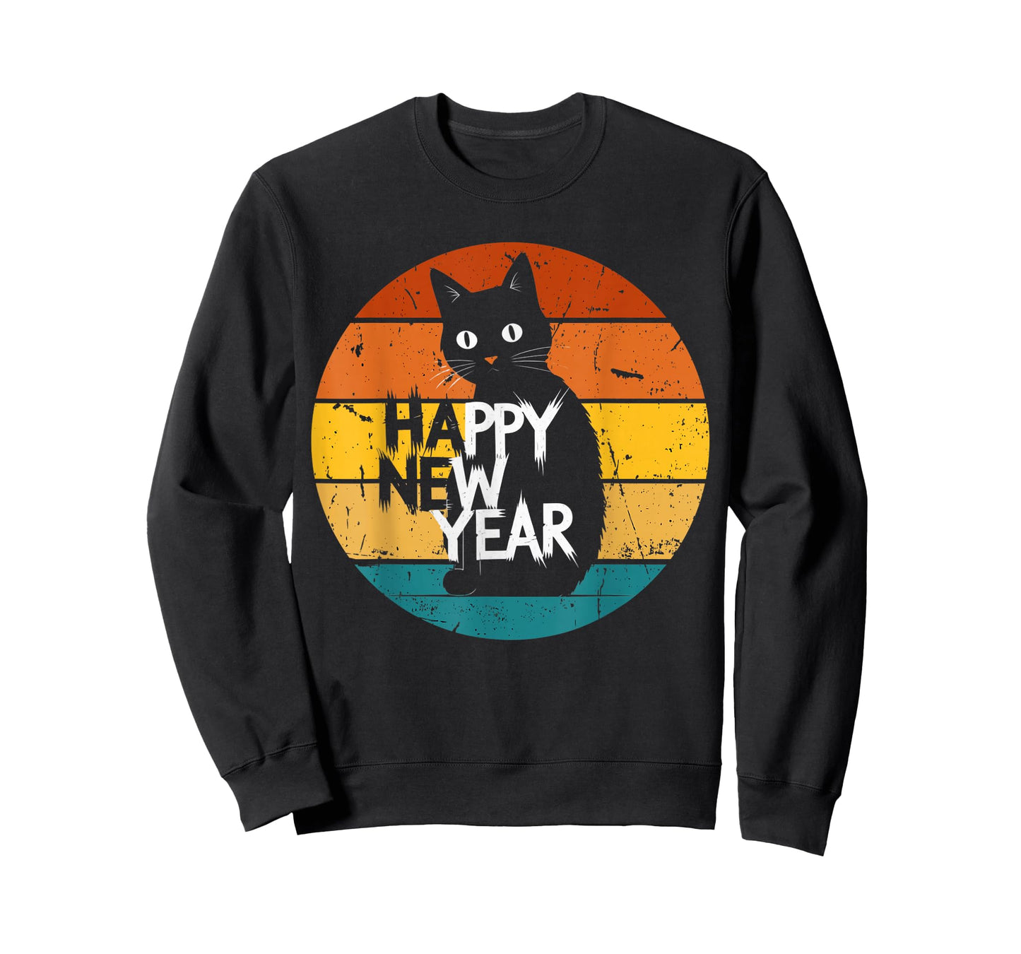 Happy New Year Cat Retro Sunset Cute Animal Shirt 2026 Party T-Shirt