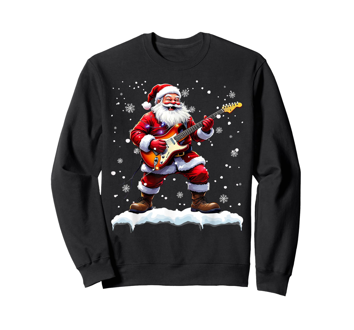 Santa Claus Playing Bass Guitar Christmas Xmas Music T-Shirt