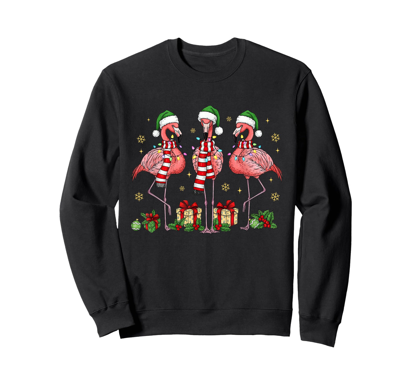 Tropical Christmas Flamingo Snow Xmas Holiday Women Girl Kid T-Shirt
