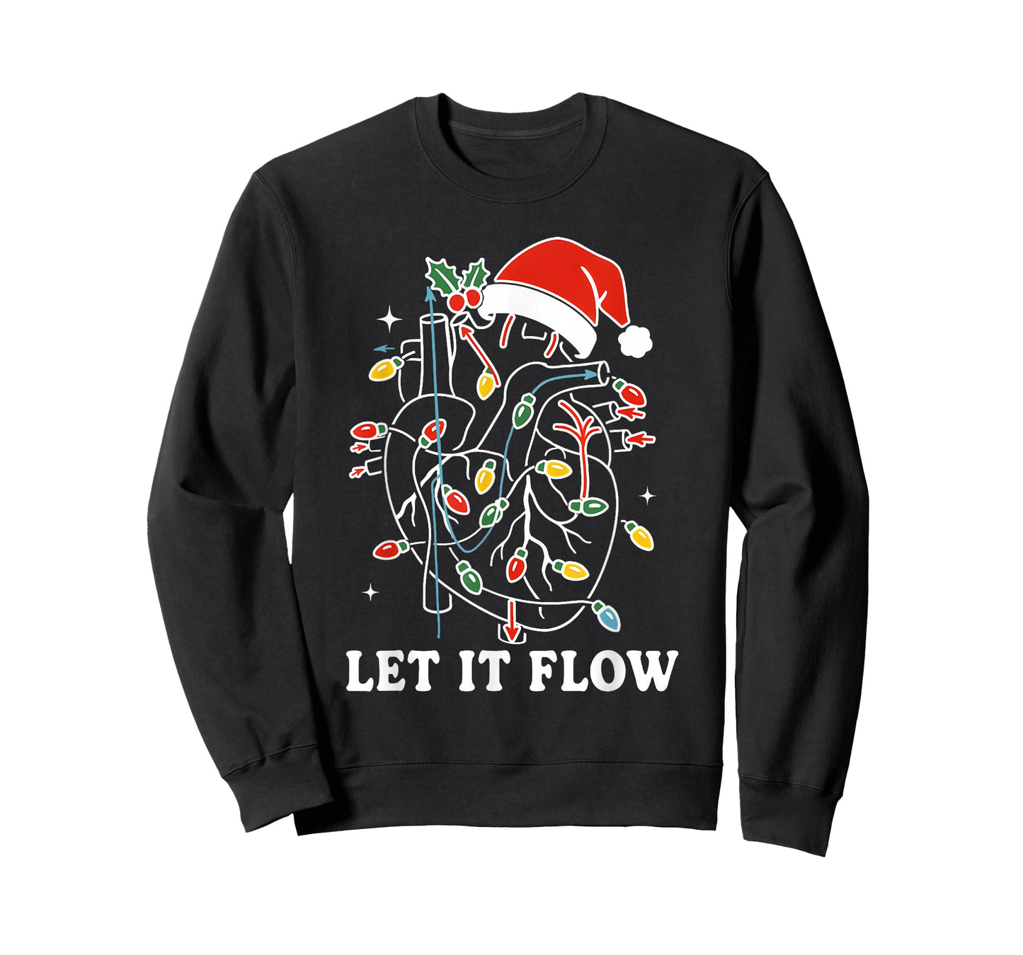 Funny Let It Flow Anatomy Heart Cardiac Nurse Santa Hat Xmas T-Shirt