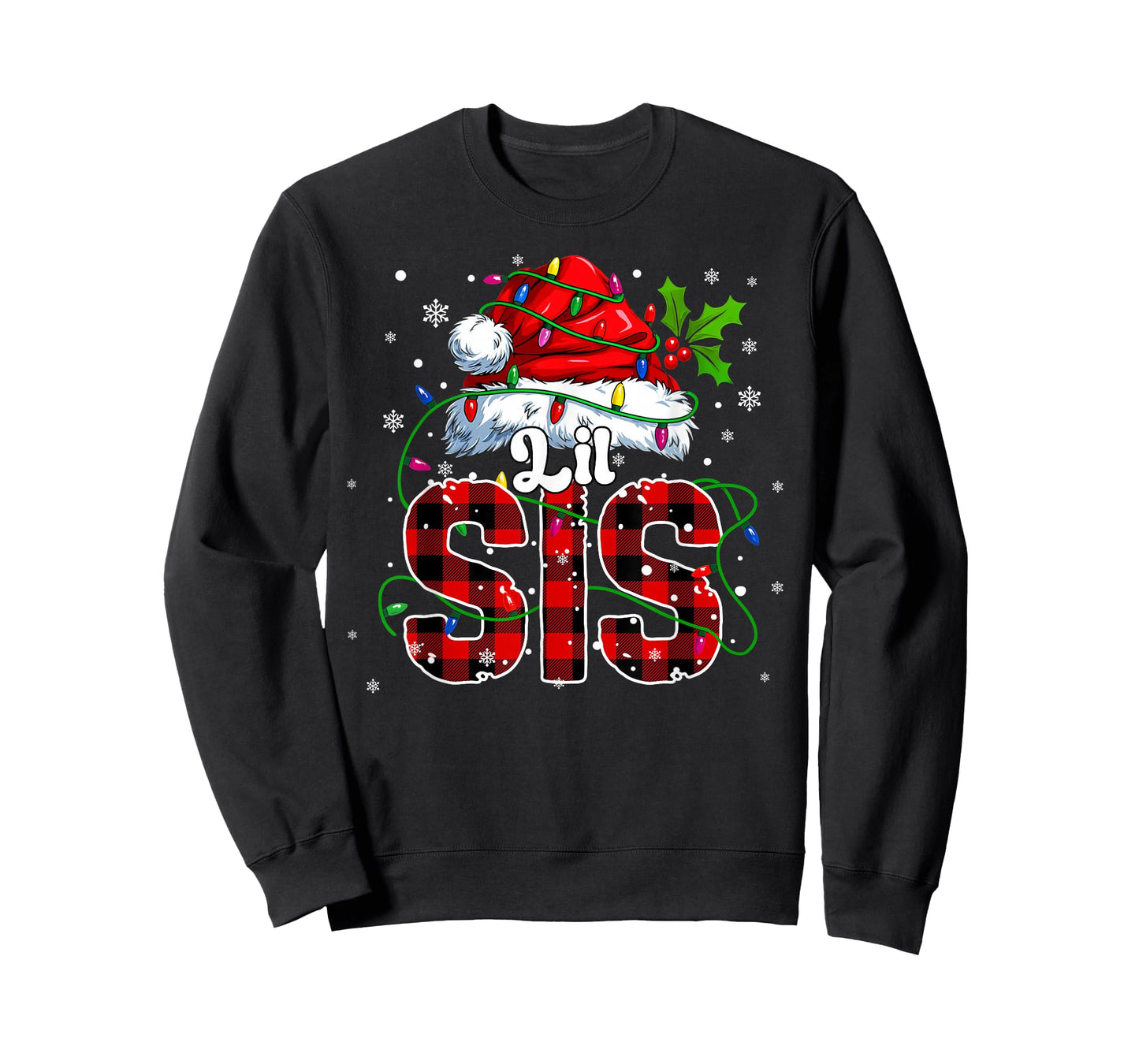 Lil Sis Santa Christmas Family Matching Pajamas Xmas Sister T-Shirt