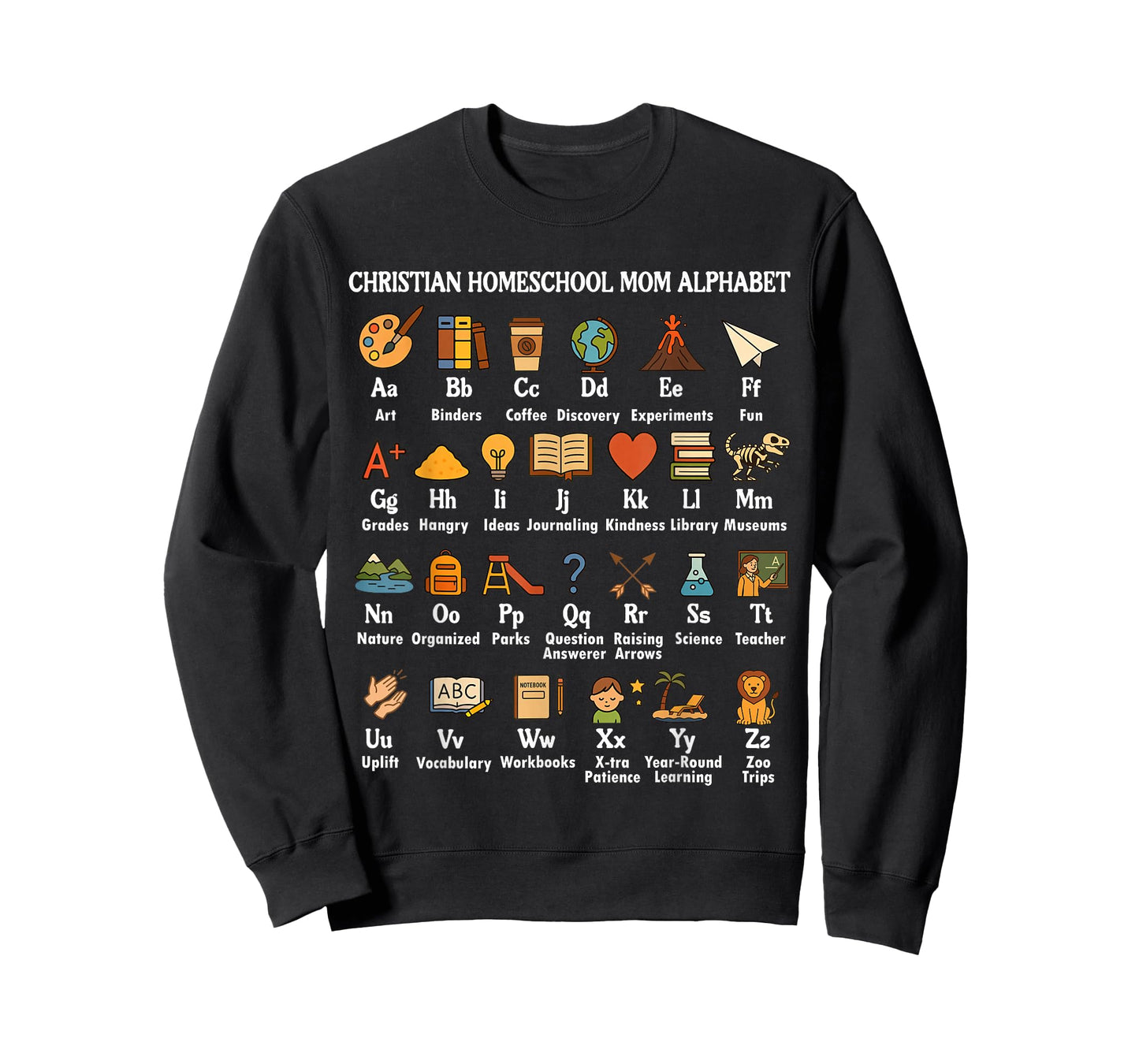 Homeschooling CC Mama Christian Homeschool Mom Alphabet T-Shirt