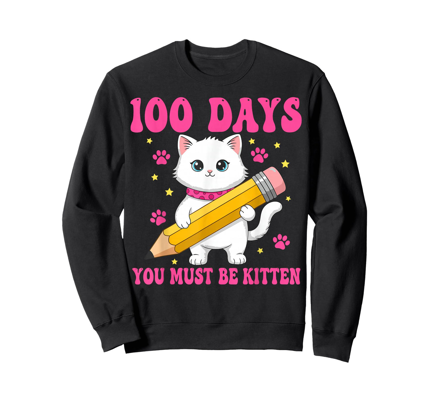 Kids 100 Days of School Cat for Girls 100th Day School Pink T-Shirt
