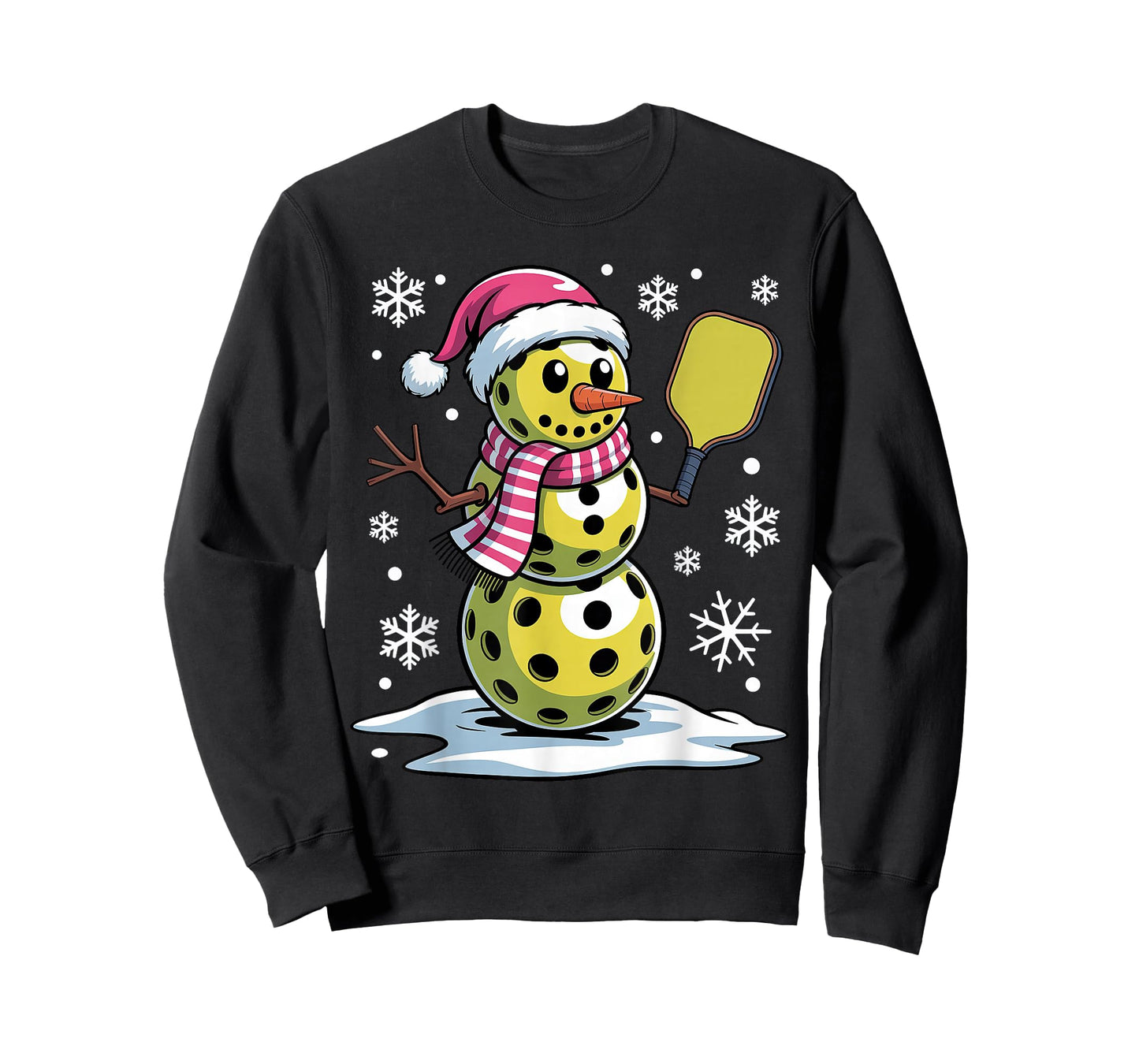 Santa Hat Snowman Xmas Pickleball Christmas T-Shirt