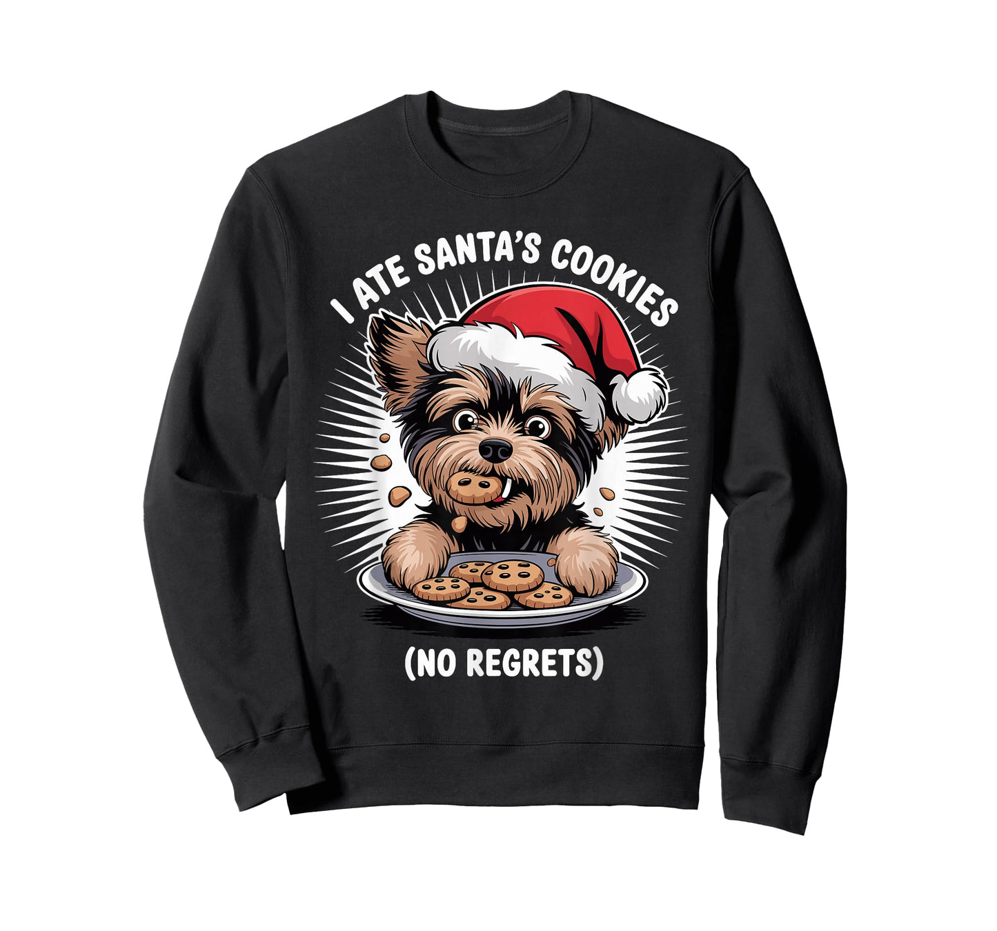 I Ate Santas Cookies Xmas Puppy Funny Christmas Yorkiepoo T-Shirt