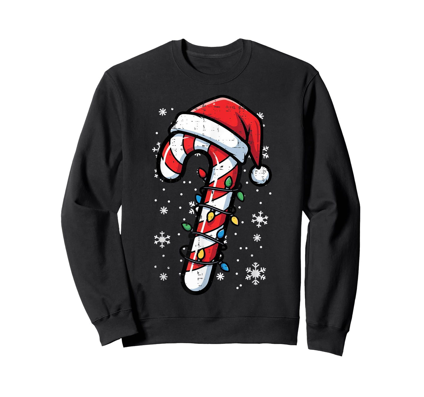 Candy Cane Santa Christmas Lights Funny Xmas Kids Men Women T-Shirt