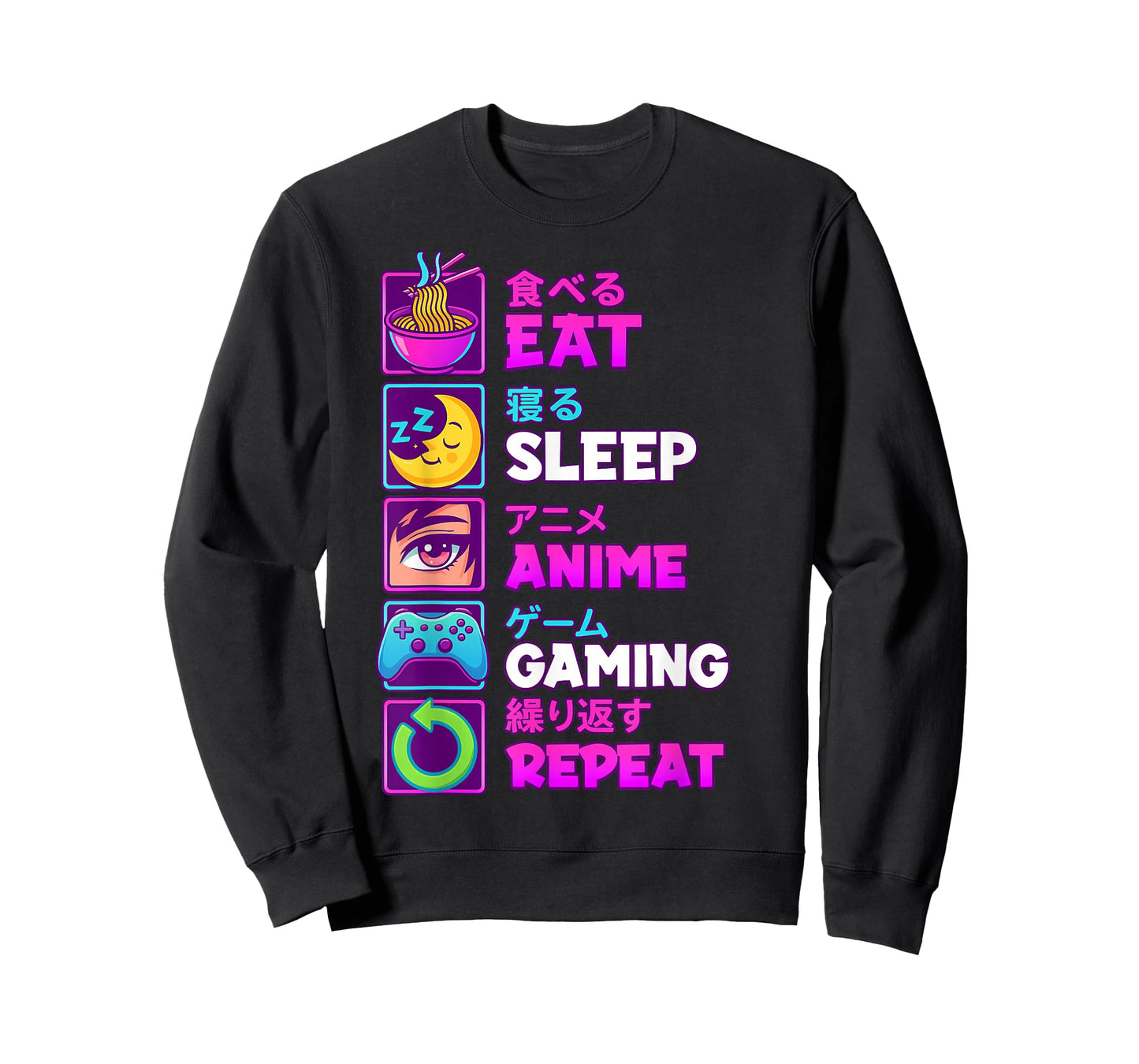 Eat Sleep Anime Gaming Repeat Kawaii Otaku Anime Manga T-Shirt