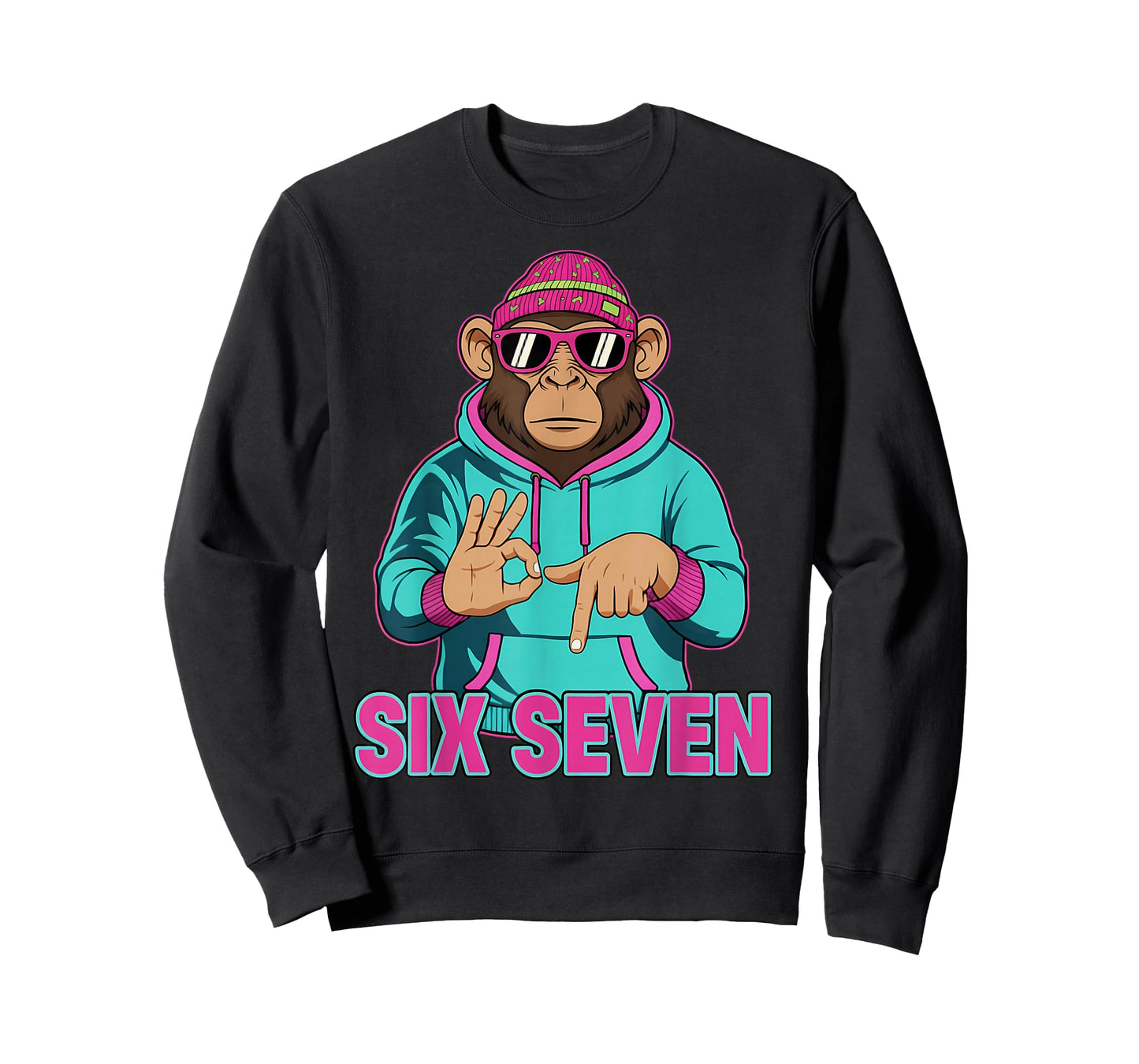 Six Seven Meme Cute Monkey 67 Funny Gen Z Apha Slang T-Shirt