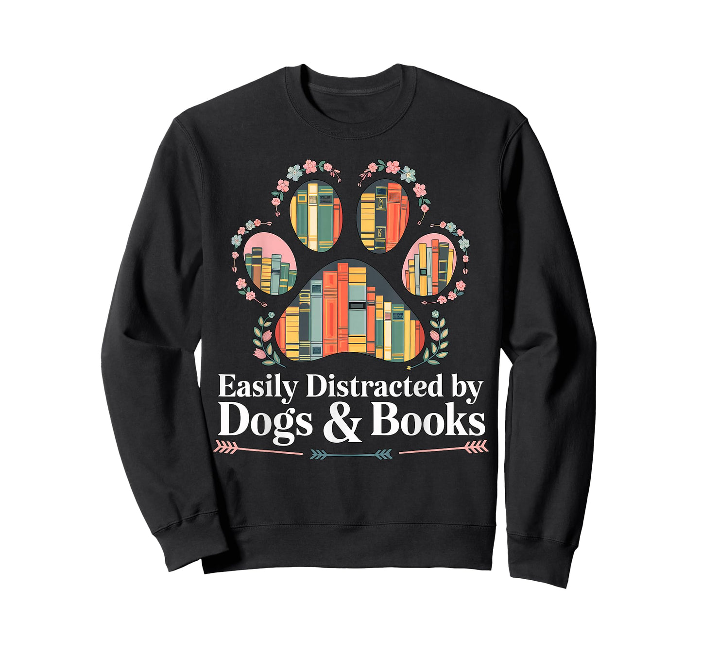 Easily Distracted by Dogs and Books Reading T-Shirt
