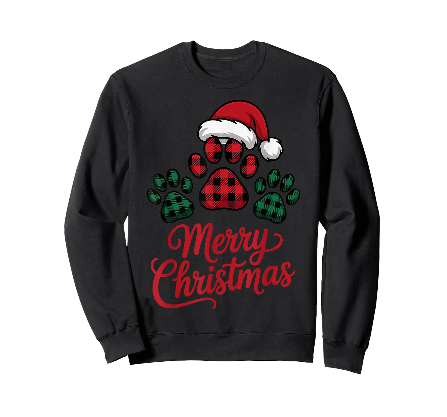 Merry Christmas Plaid Paw Pet Owners Holiday Dog Lovers Fun T-Shirt