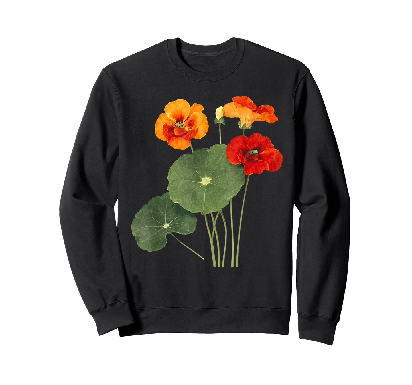 Nasturtium Flower Illustration Vintage Nature Art Design T-Shirt