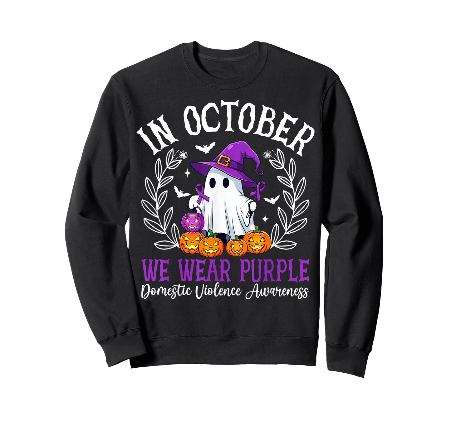 in October We Wear Purple Domestic Violence Halloween T-Shirt