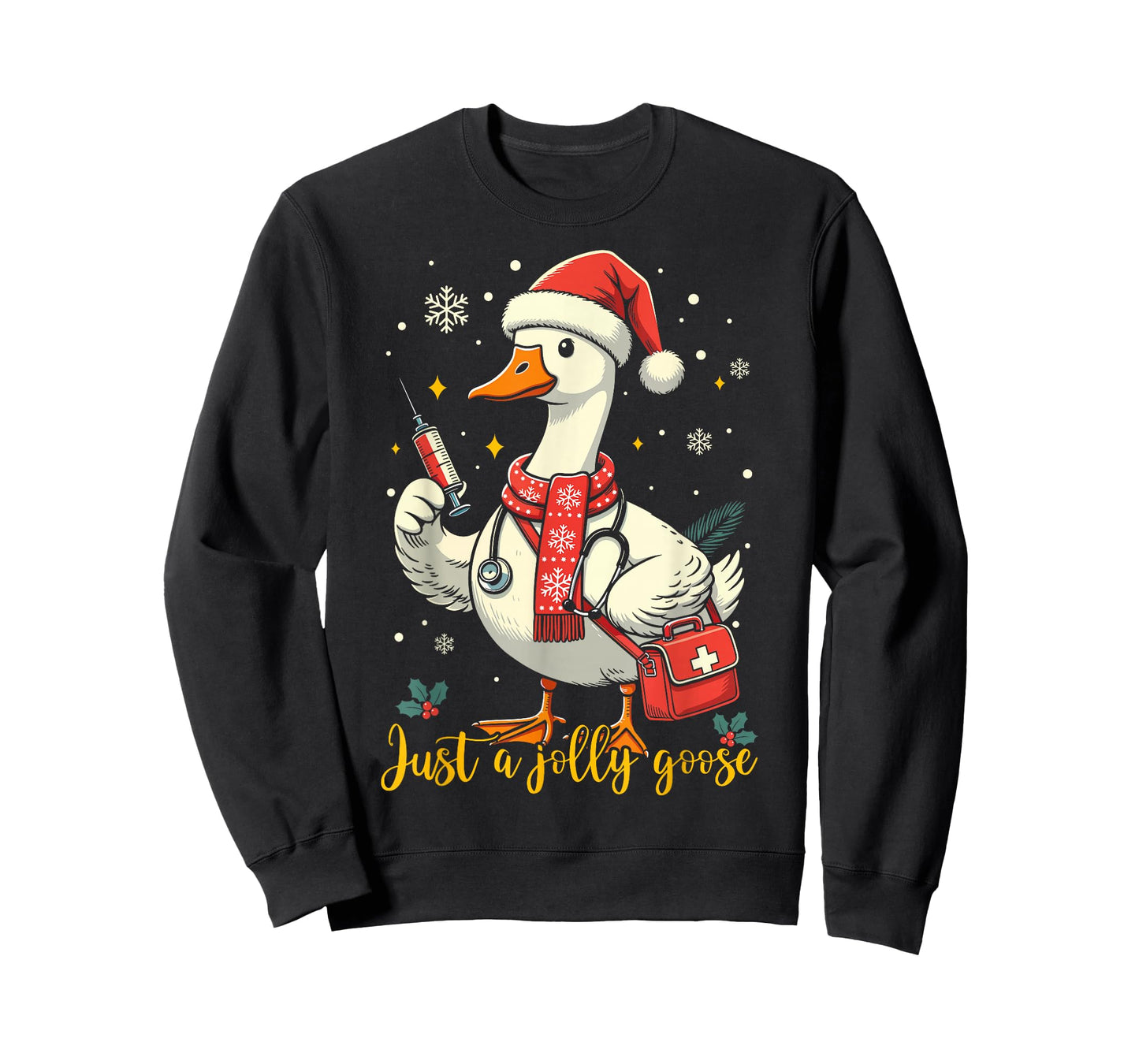 Just A Jolly Goose Nurse Christmas Funny Goose Nurse Xmas T-Shirt