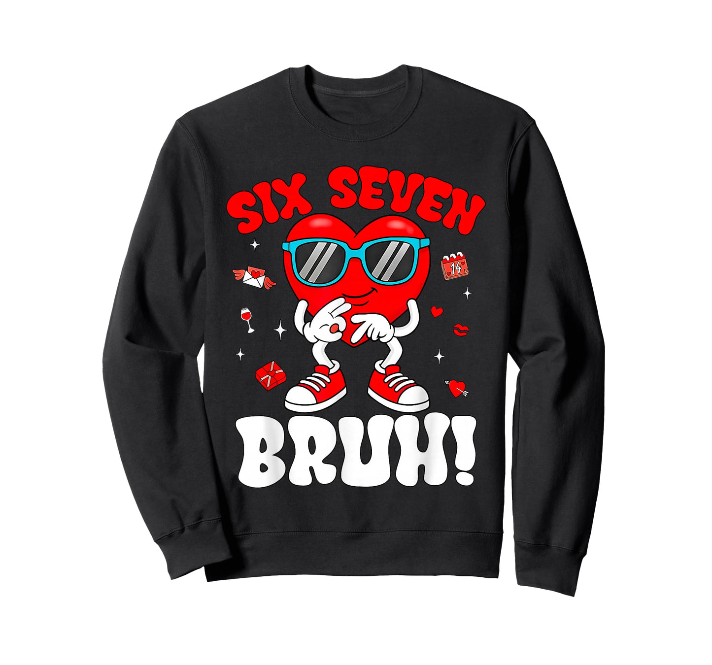 Funny 6 7 Meme 67 Six Seven Bruh Valentine Heart Men Boy Kid T-Shirt