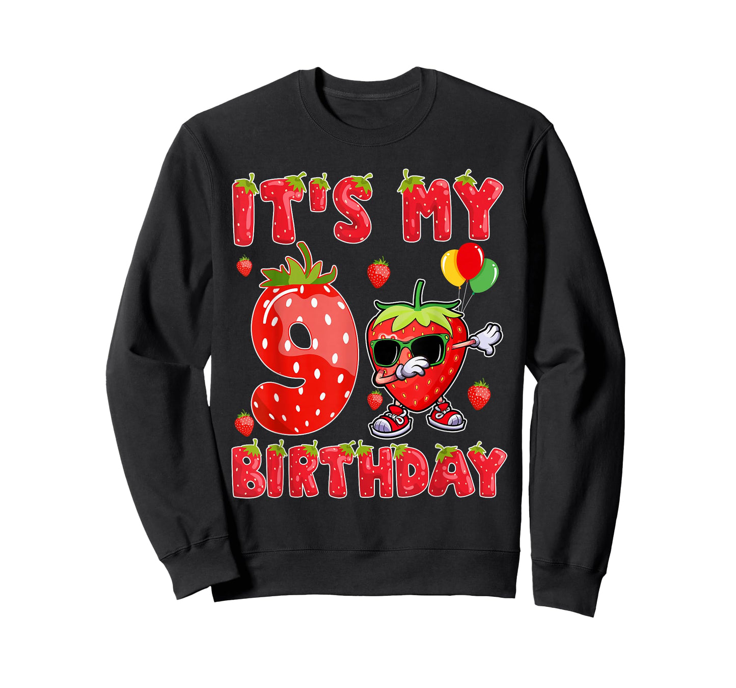 It's My 9th Birthday Girl Strawberry Theme 9 Year Old T-Shirt