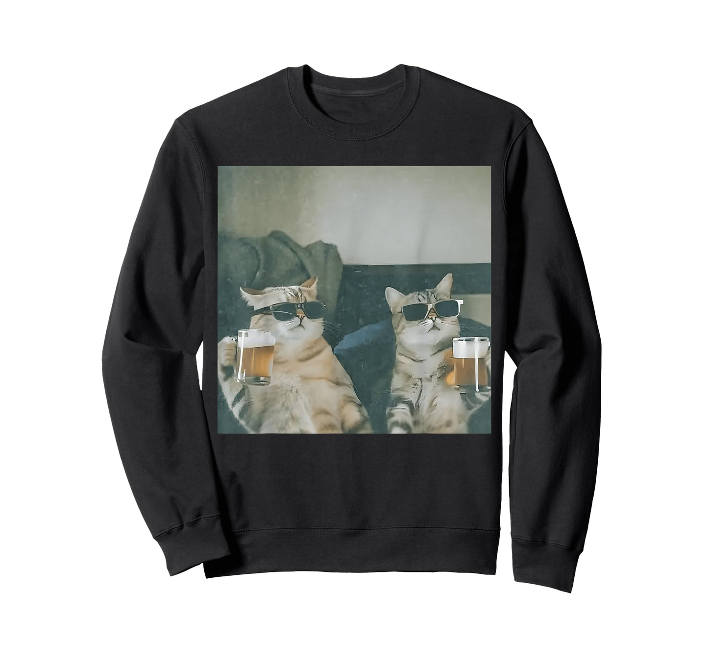 Funny Cats Drinking Beer Cat Meme Gen Z Joke Stupid Brainrot T-Shirt