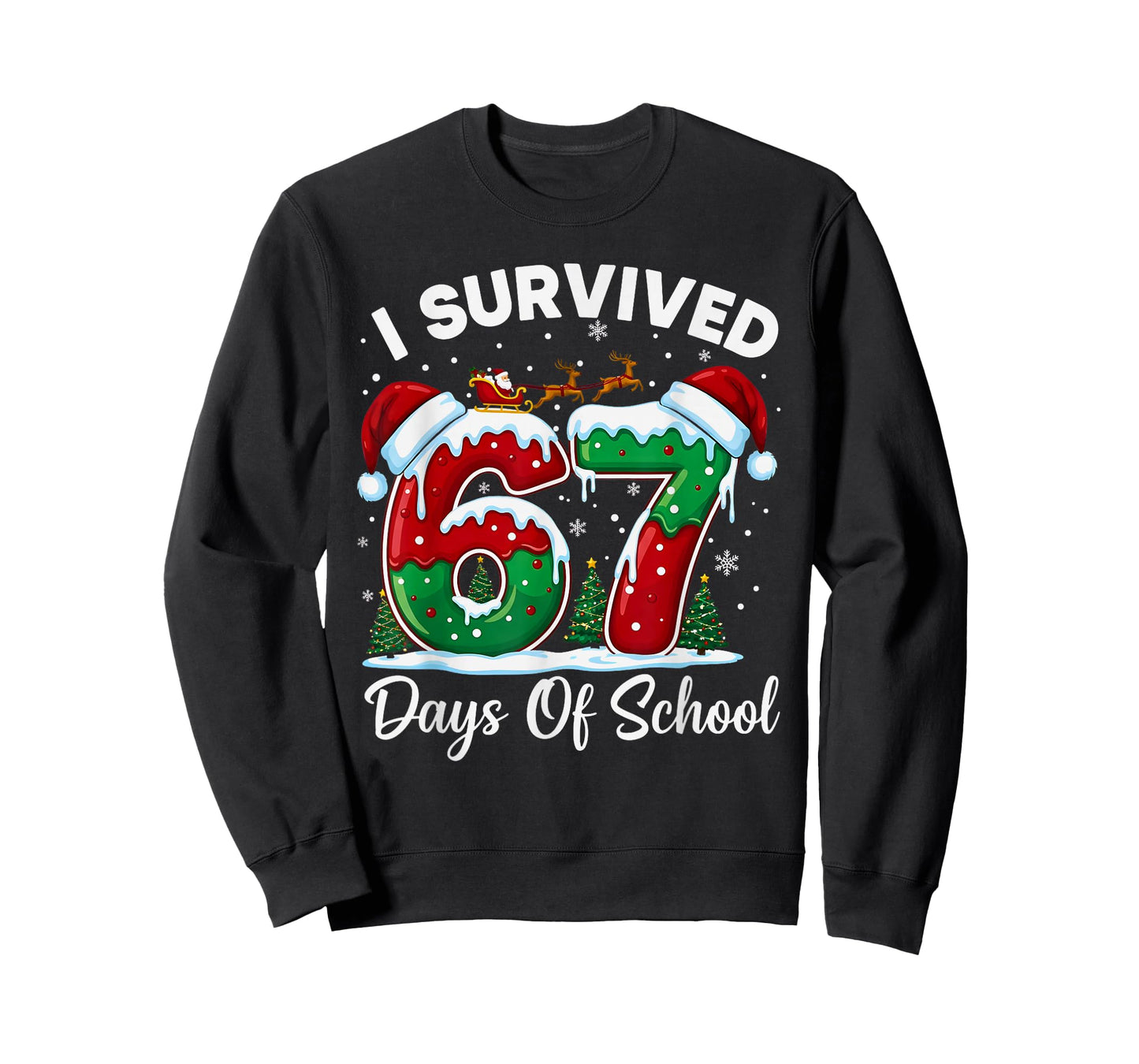 I Survived 67 Days of School Christmas Countdown Kids Boys T-Shirt
