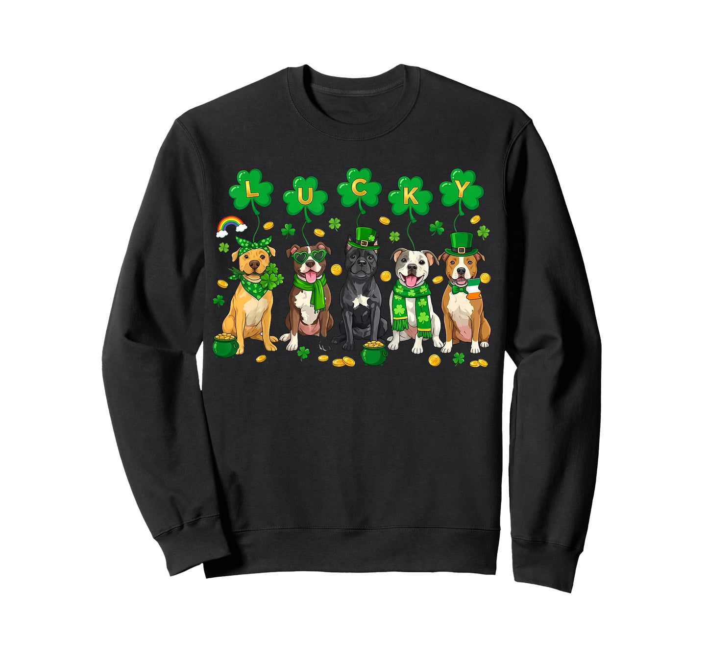 Funny Pitbull Dog St Patrick's Day Lucky Irish Dog Mom Dad T-Shirt