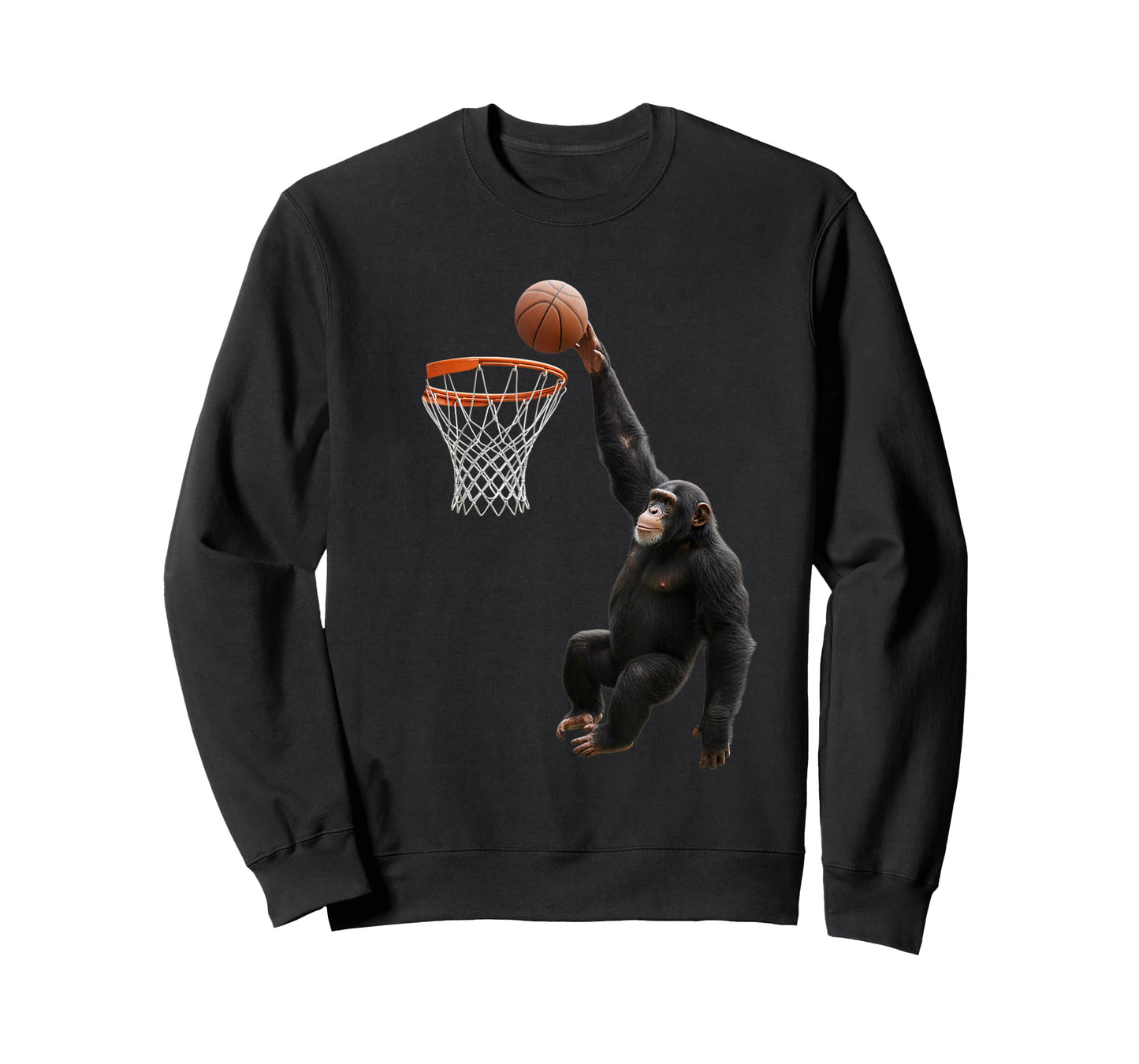 Chimpanzee Dunking Basketball Hoop Funny Jungle Animals Kids T-Shirt