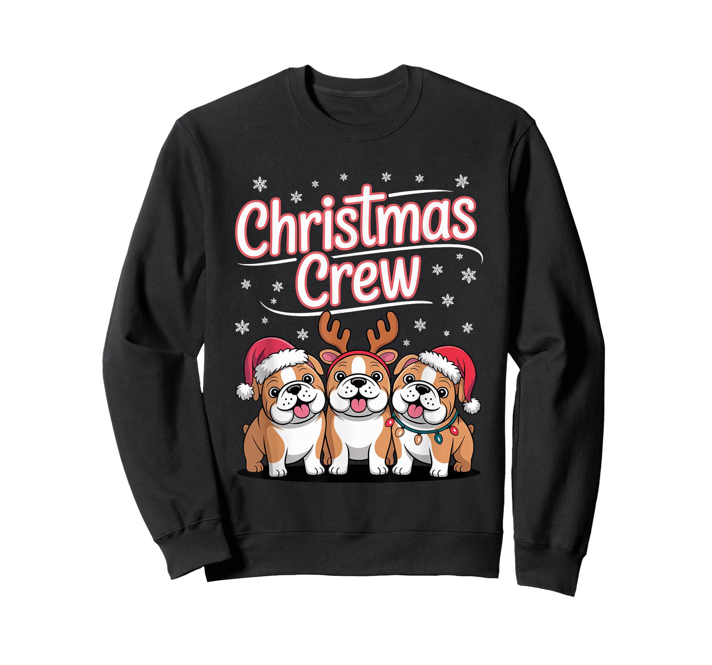 Christmas Crew Xmas Puppy Funny Christmas English Bulldog T-Shirt