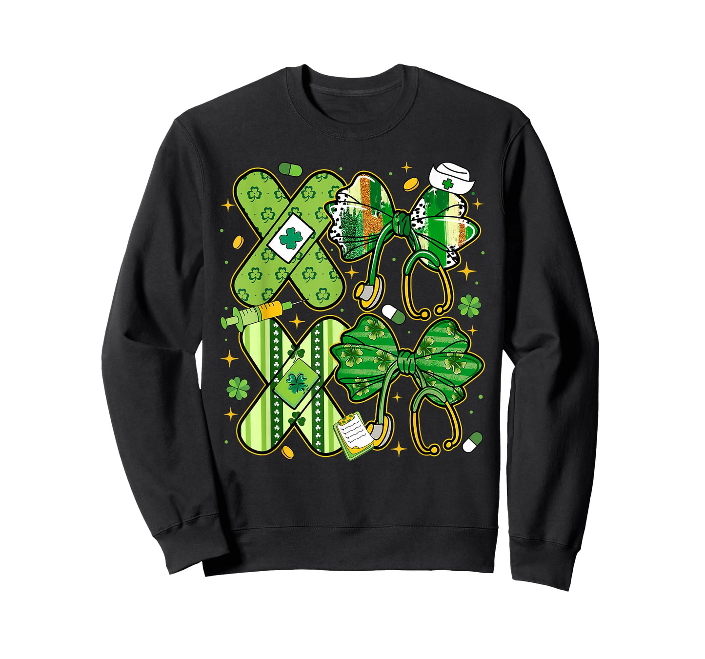 St Patricks Day Stethoscope Coquette Bow Nurse Girl Women T-Shirt
