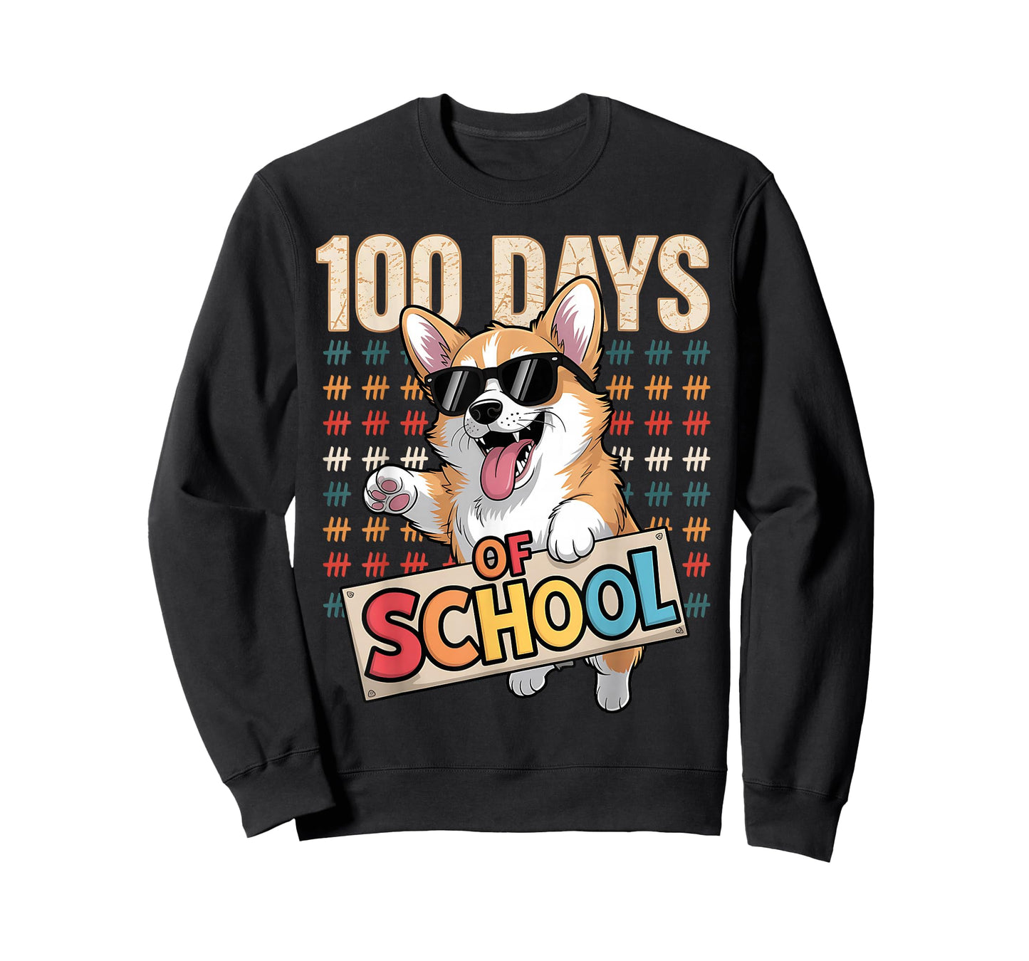 Funny 100 Days of School Corgi Dog Kids Boys Girls T-Shirt