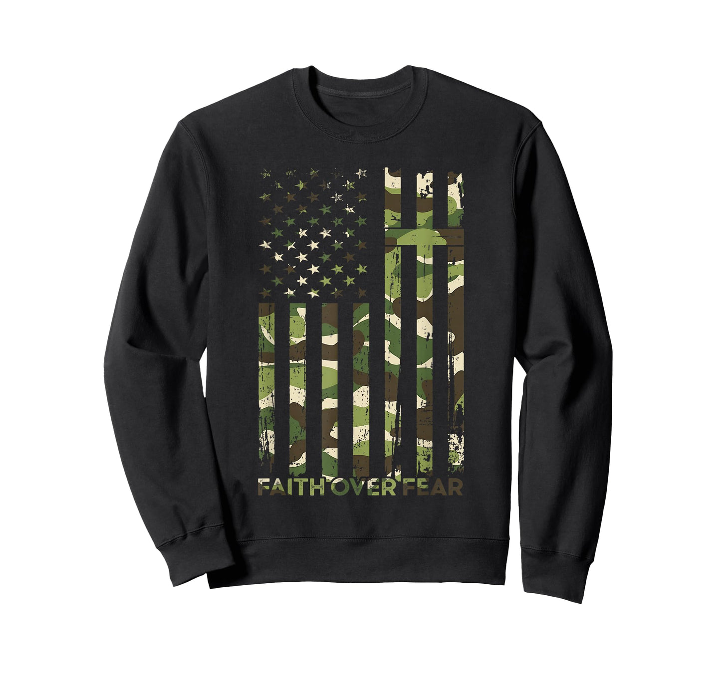 Faith Over Fear USA Flag Camo Christians Jesus Religion T-Shirt