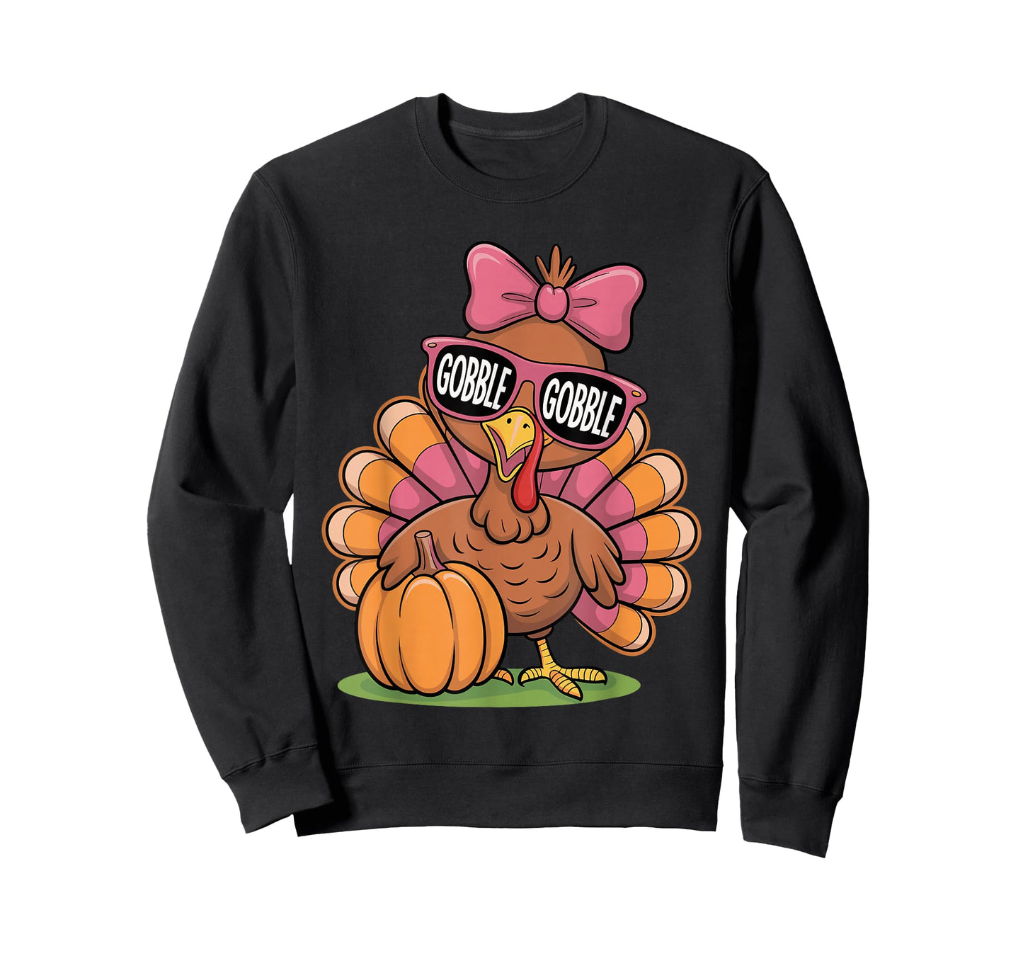Cute Gobble Turkey Thanksgiving Girls Toddlers Bow T-Shirt