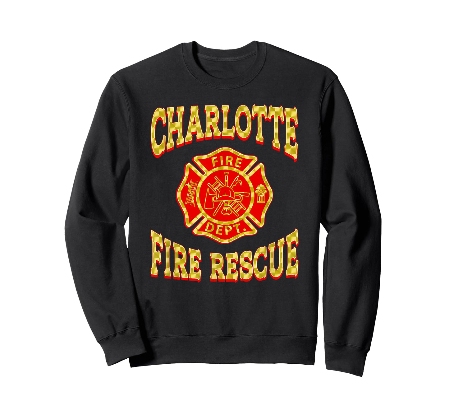 Retro Charlotte Fire Department Patch Flag NC Firefighter T-Shirt