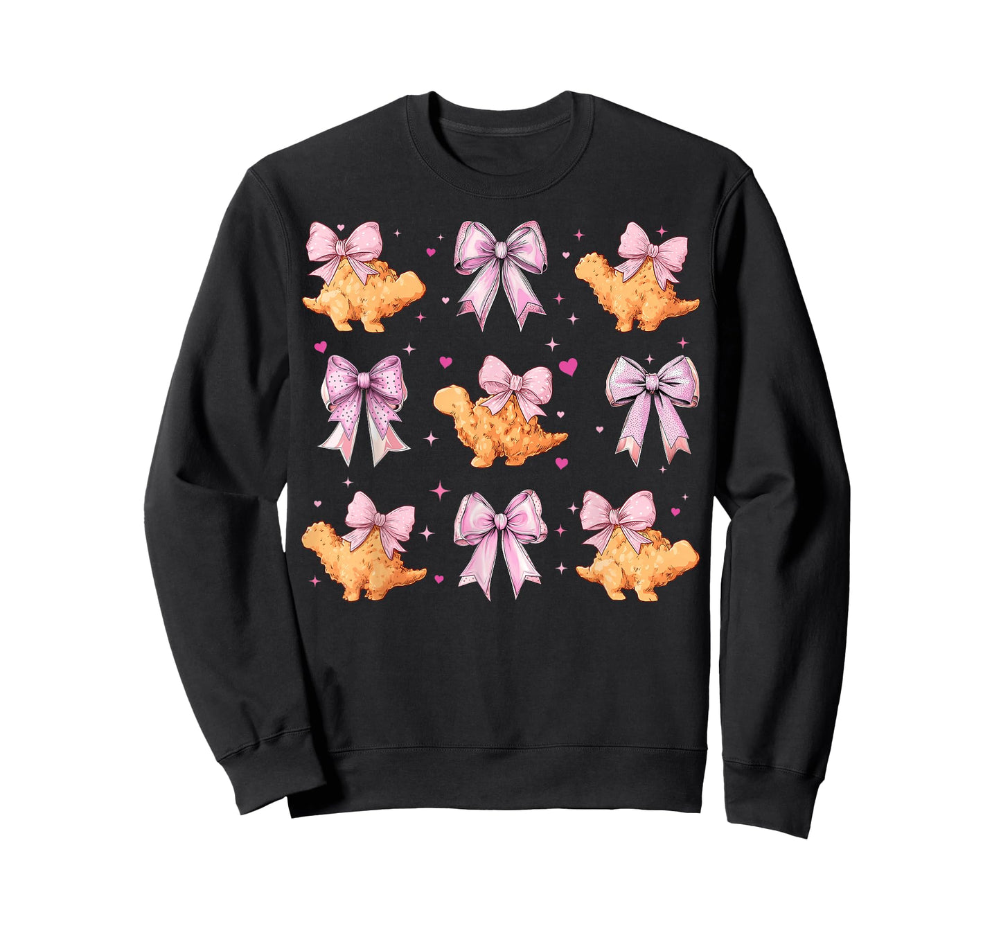 Dino Chicken Nugget Dinosaur Nug Girl Pink Coquette Bow T-Shirt
